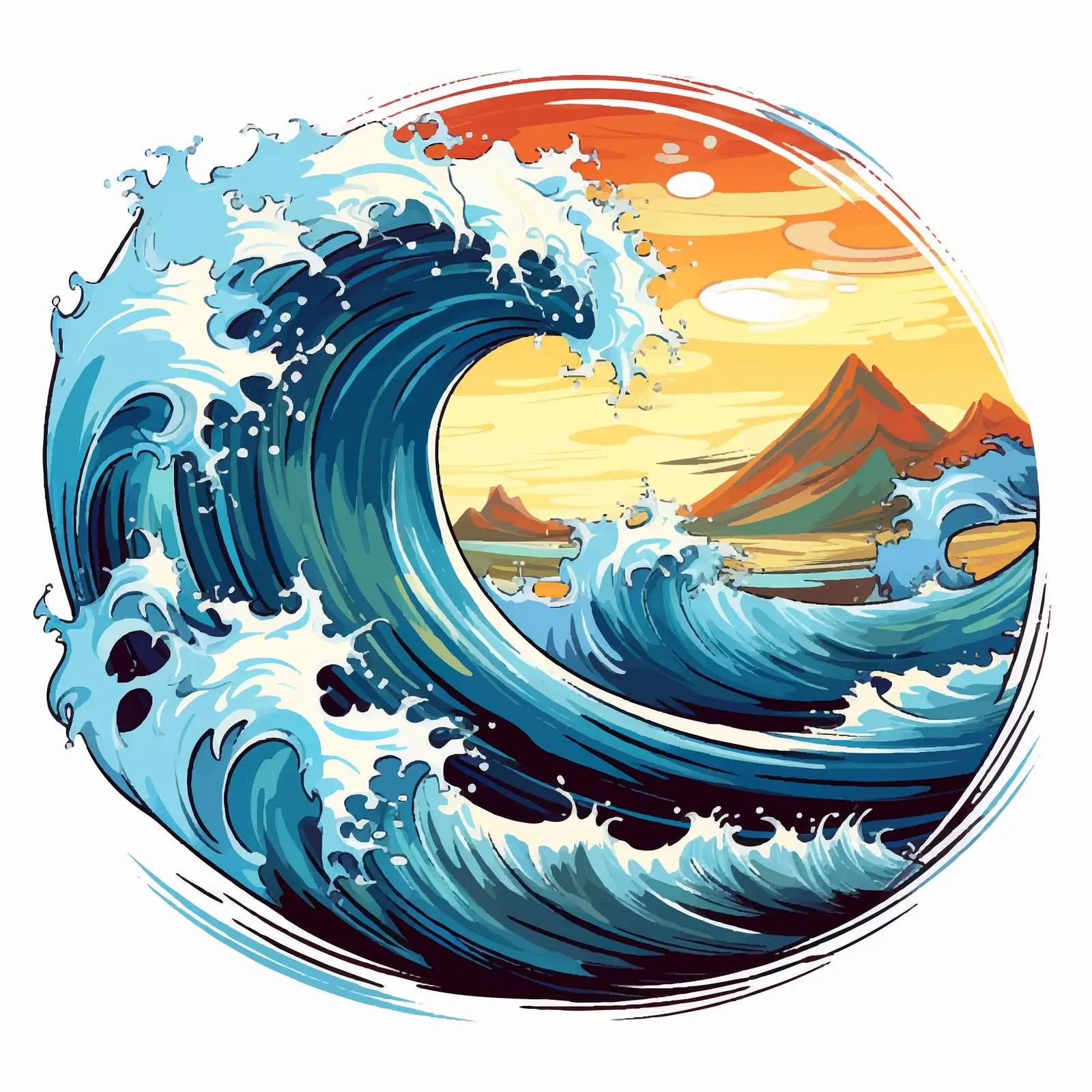Cartoon Big Waves Vector Illustration — free download from Dotvec