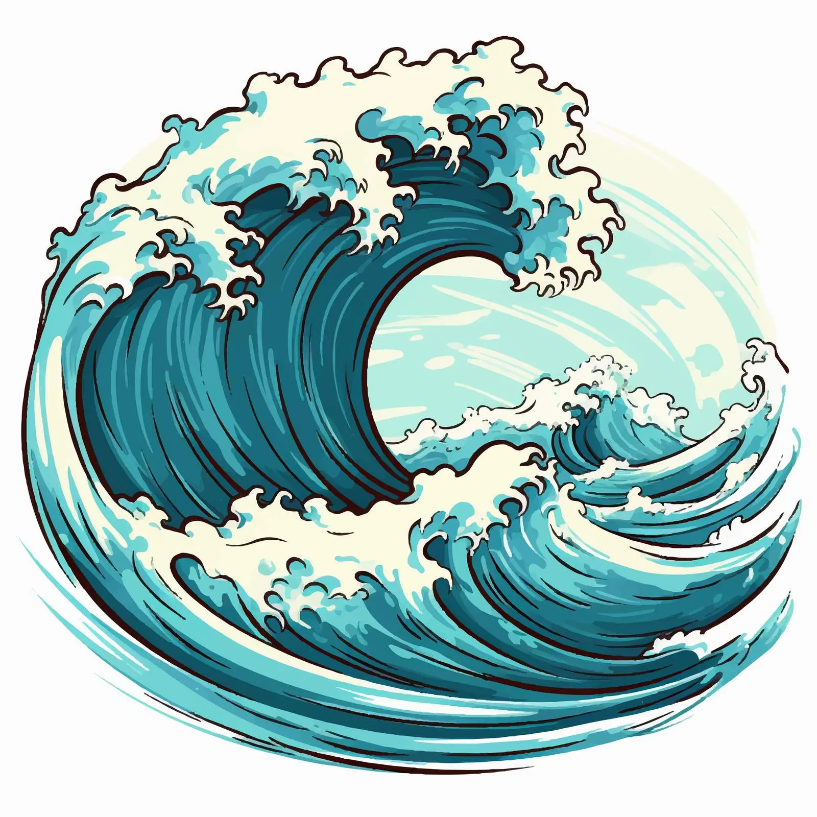 Big Waves Cartoon Vector Illustration – free wells image from Dotvec