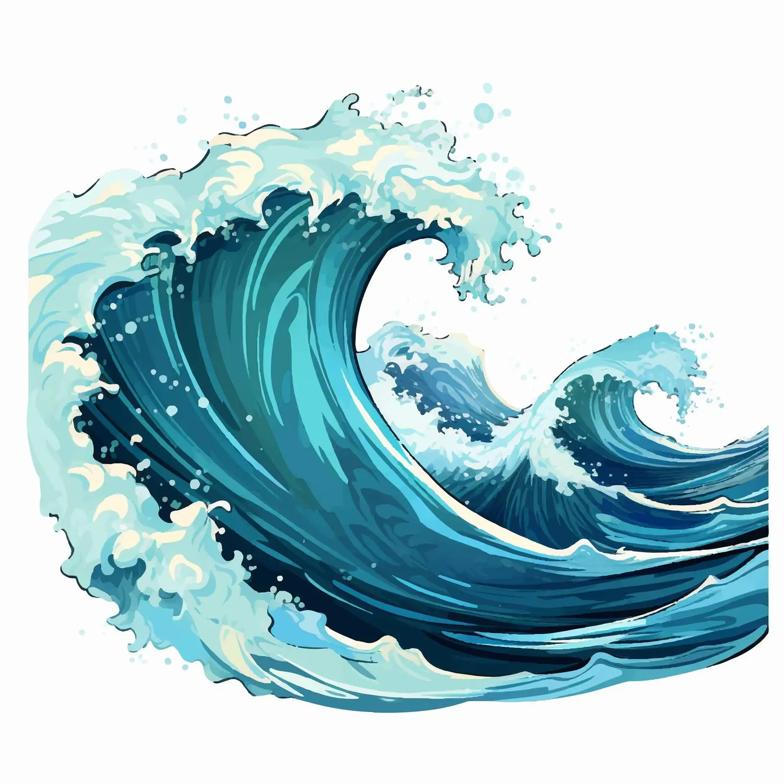 Big Waves Cartoon Vector Illustration — free download from Dotvec