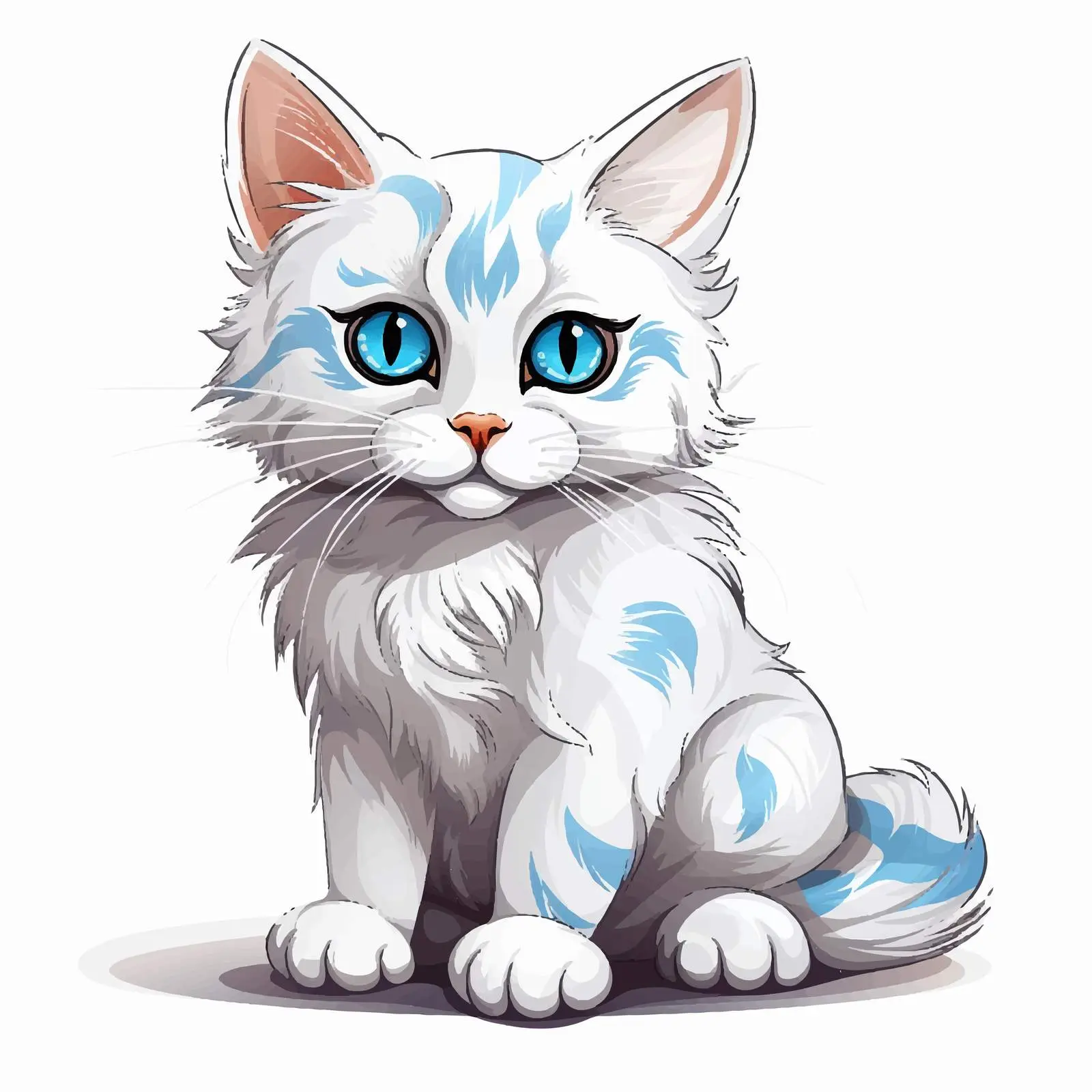 Blue-Eyed Cat Illustration on White Background — free download from Dotvec