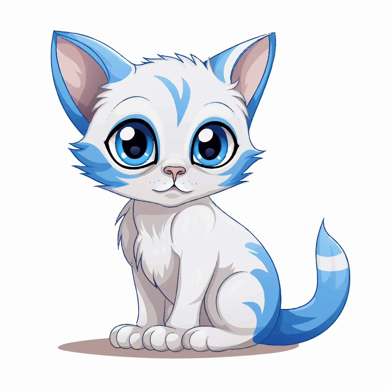 Blue-Eyed Cat Illustration on White Background — free download from Dotvec