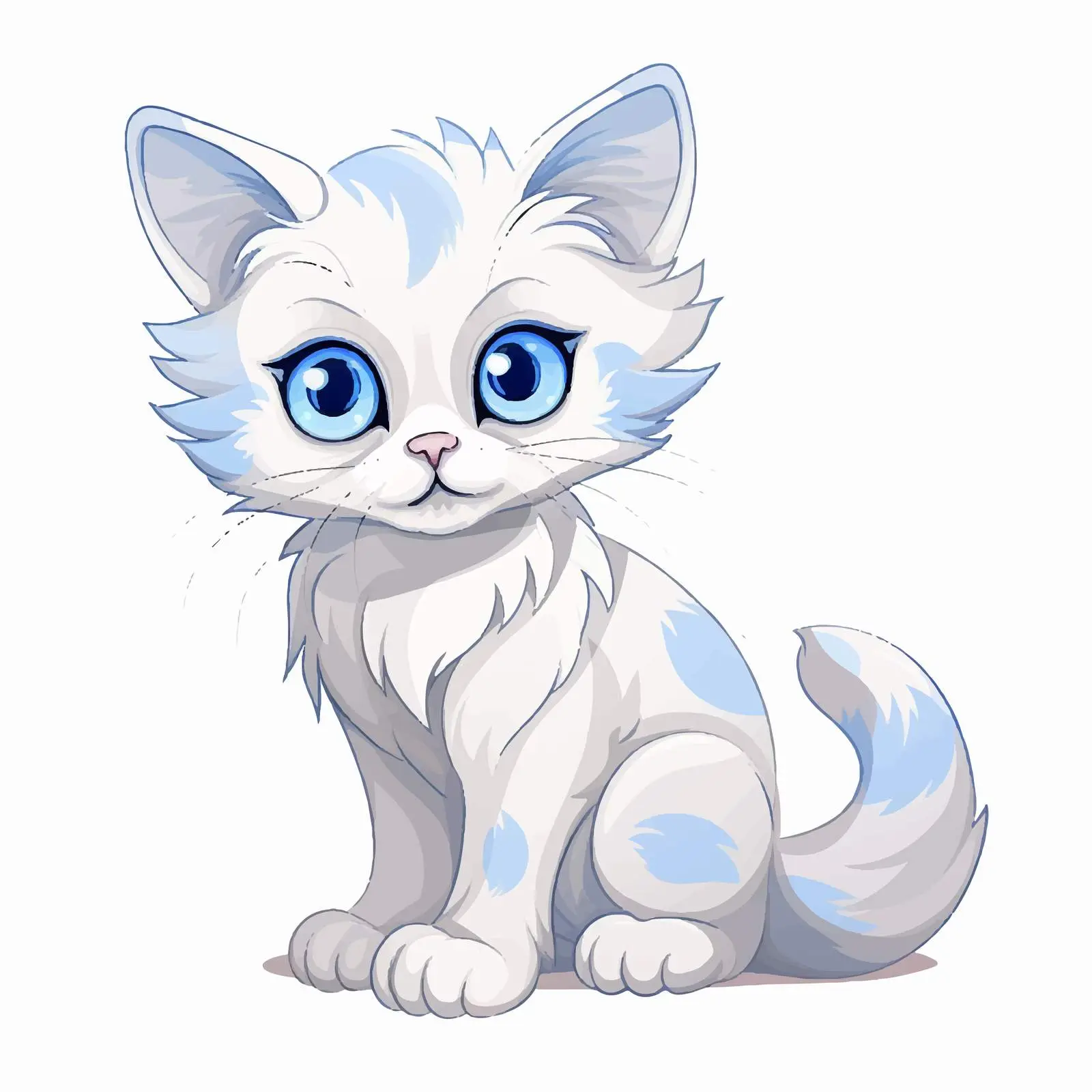 Blue-Eyed Cat Illustration on White Background — free download from Dotvec