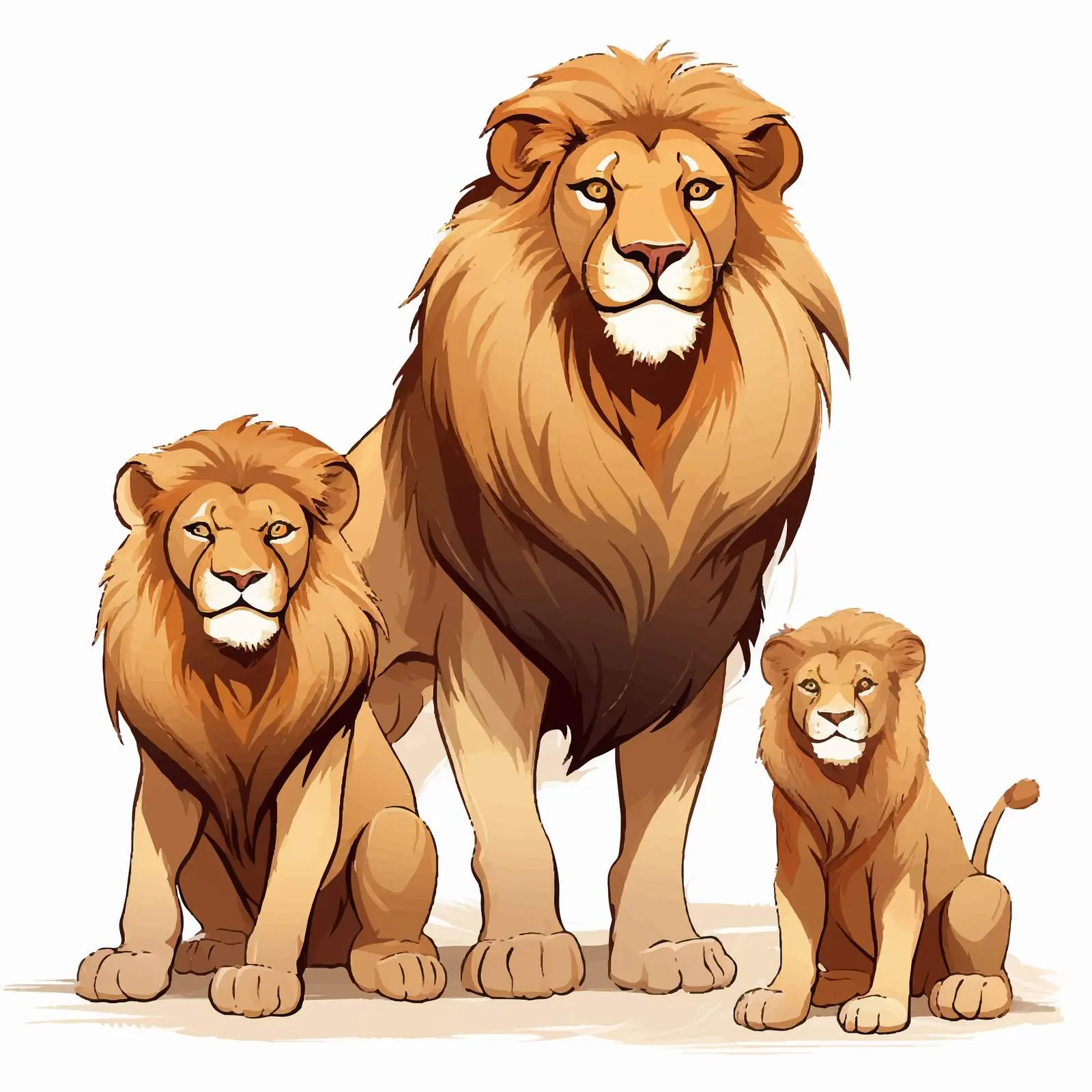 Brave Lions Vector Illustration on White Background – free fierce image from Dotvec