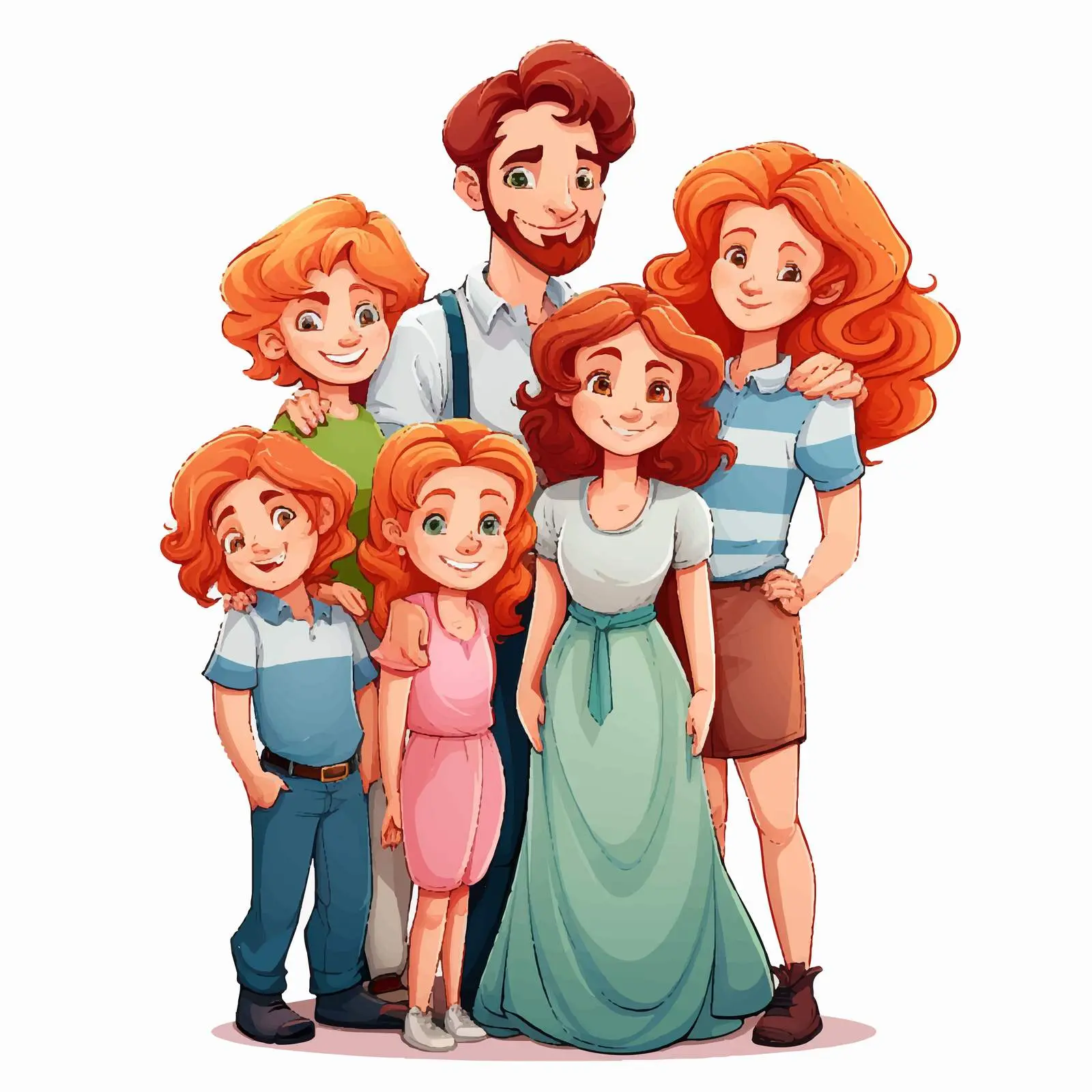 Brothers and Sisters Illustration on White Background — free download from Dotvec