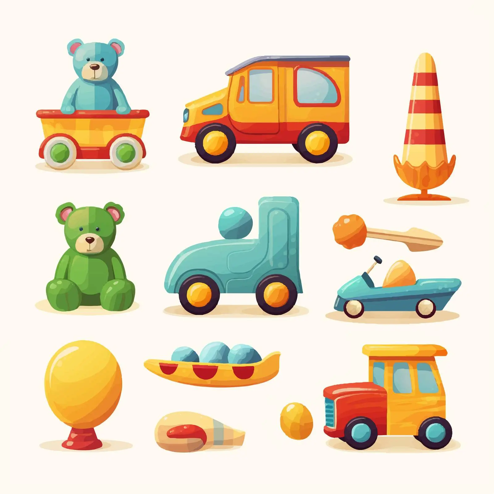 Colorful Toy Collection on White Background — free download from Dotvec