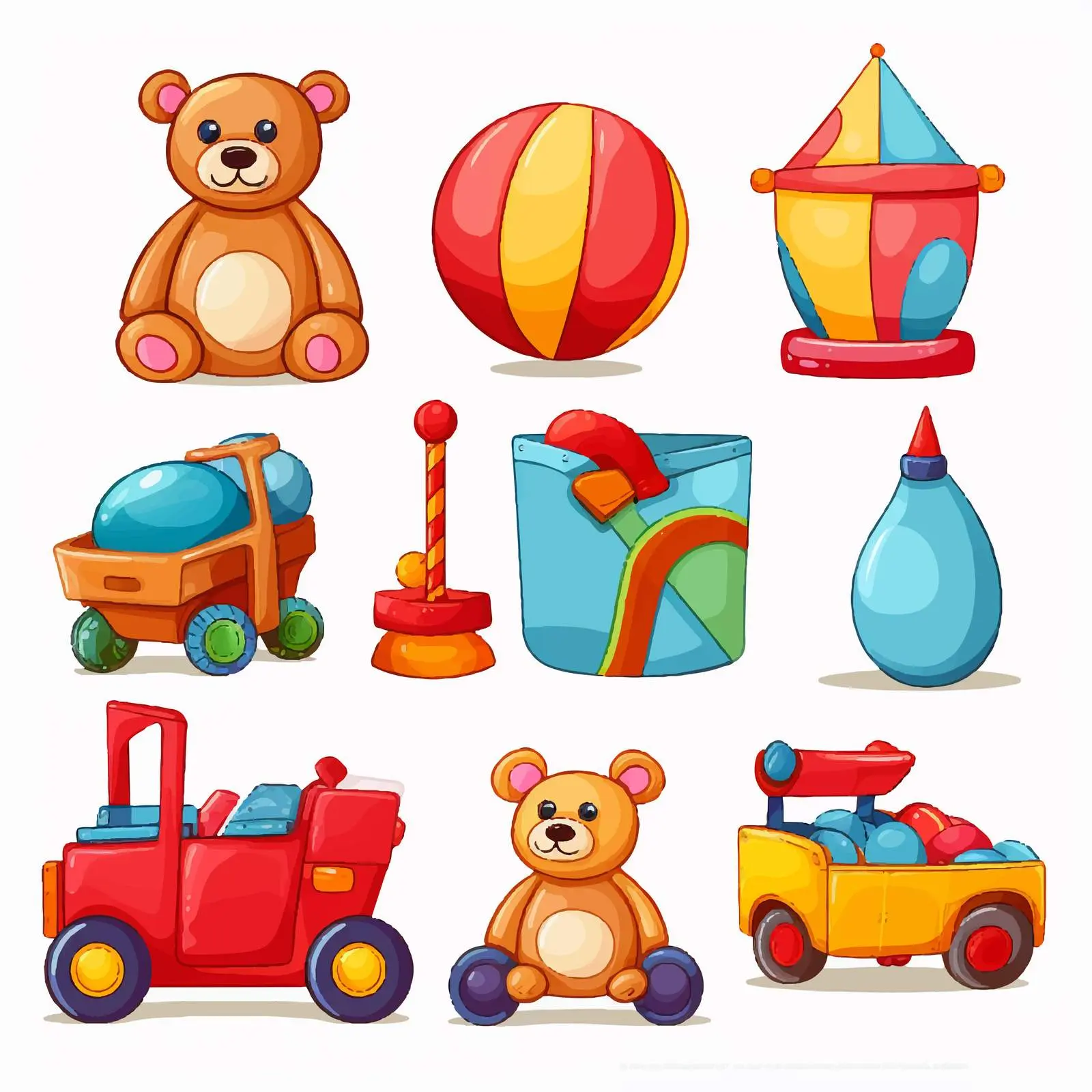 Collection of Toys Illustration on White Background — free download from Dotvec