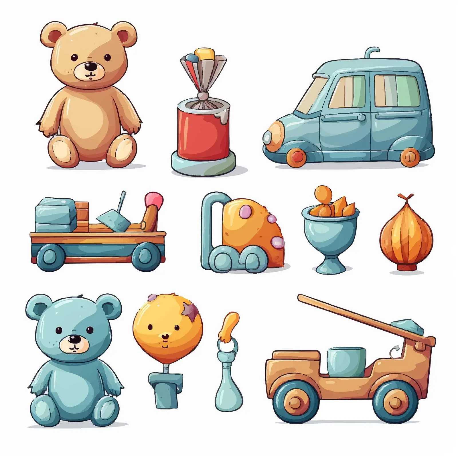 Colorful Toy Collection on White Background — free download from Dotvec