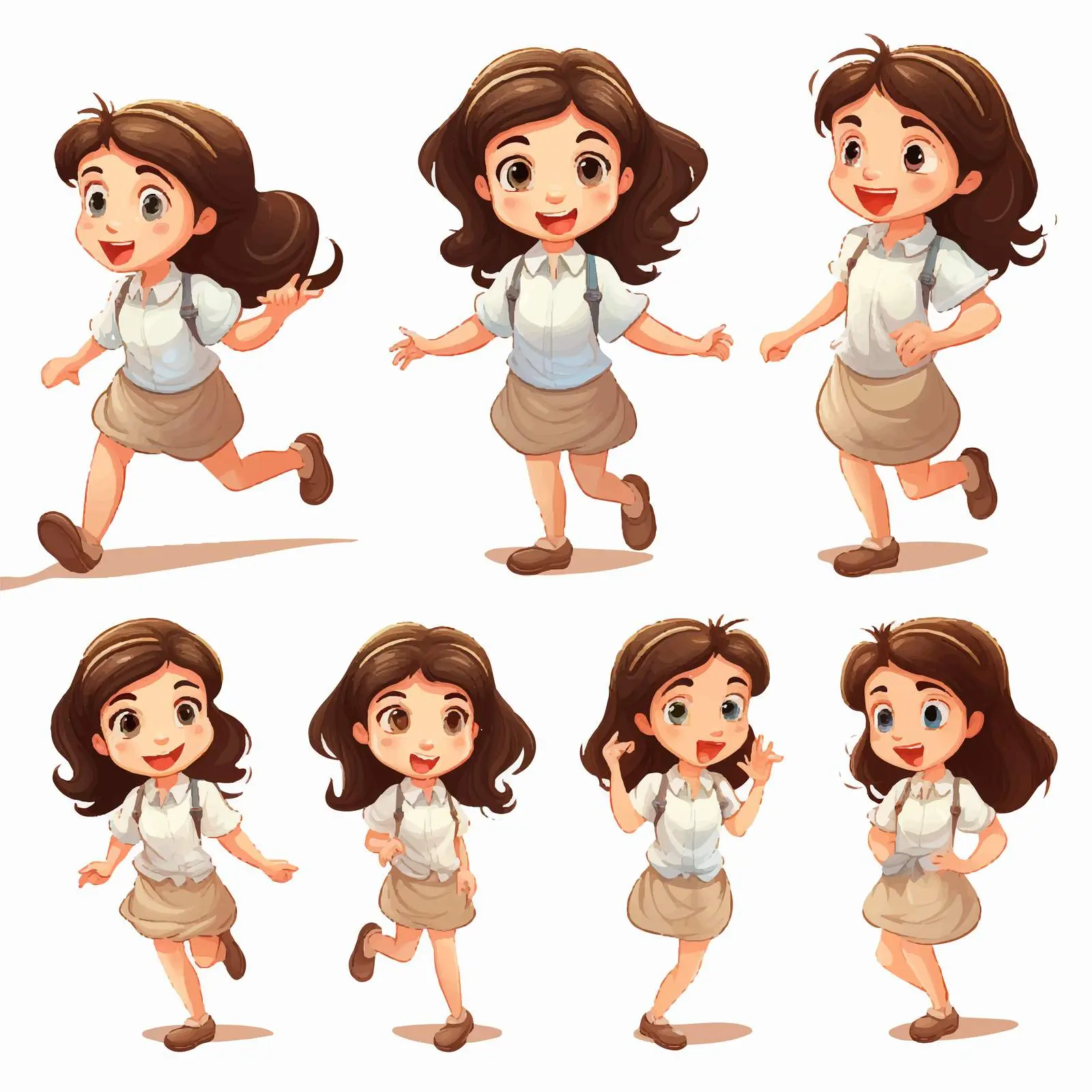 Young Girl Action Illustrations in Vector Art — free download from Dotvec