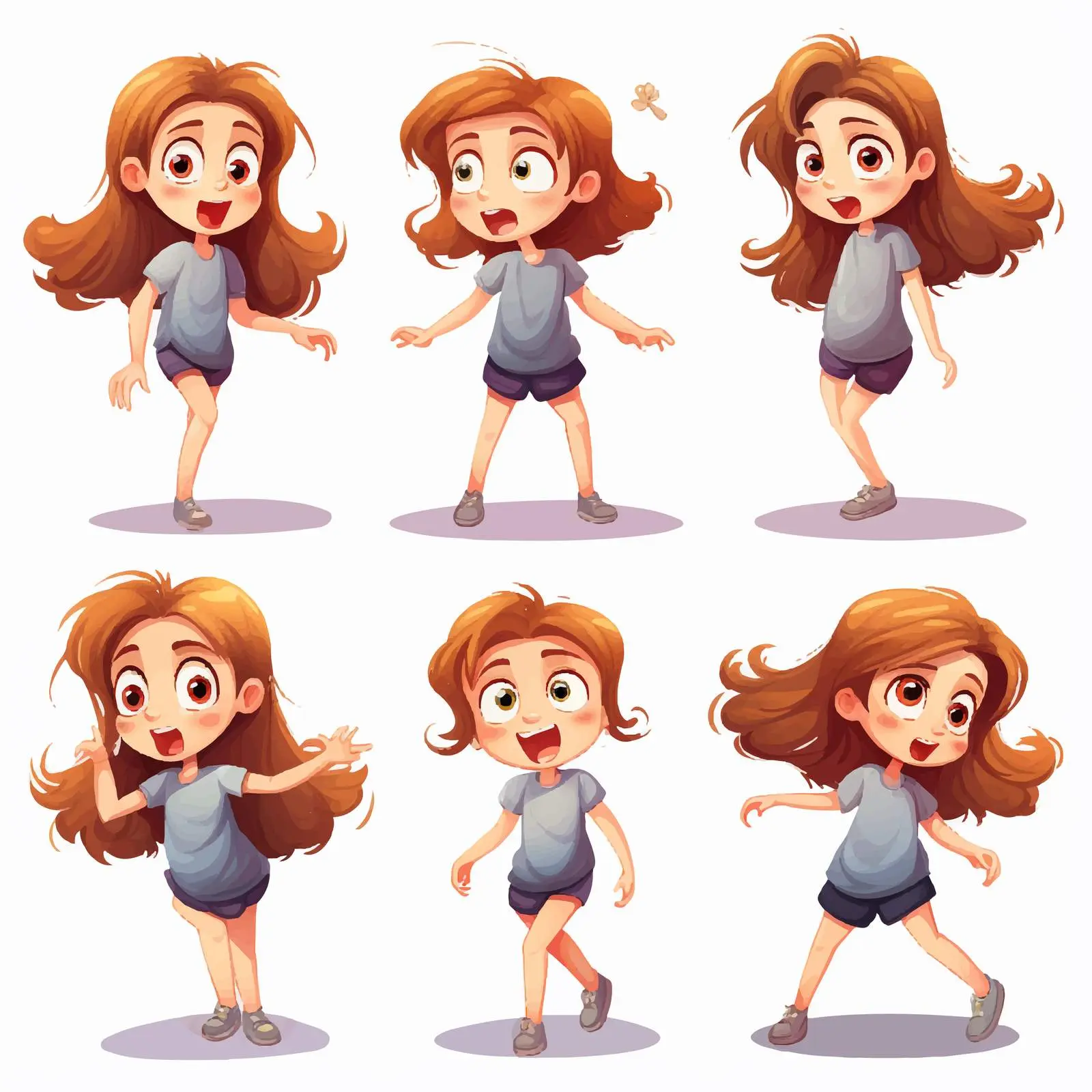 Young Girl Actions Vector Illustration — free download from Dotvec
