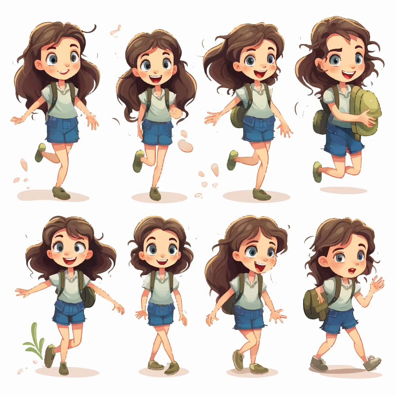 Young Girl Actions Vector Illustration — free download from Dotvec