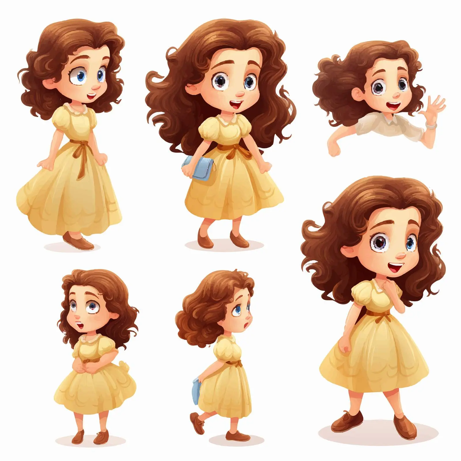 Young Girl Actions Illustrations in Vector Style — free download from Dotvec
