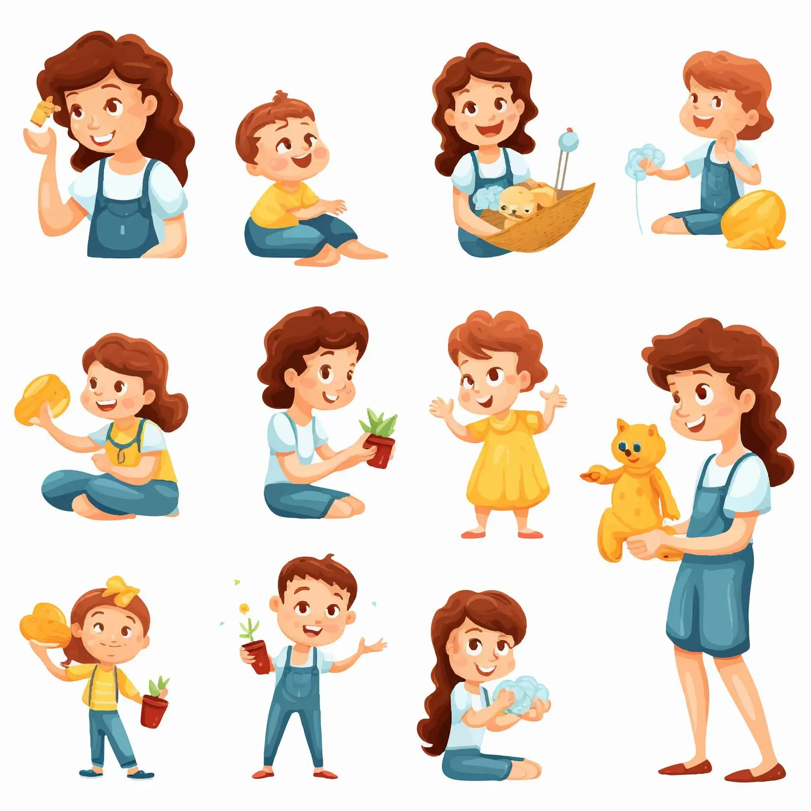 Mother's Daily Activities Illustrated in Vector Style — free download from Dotvec