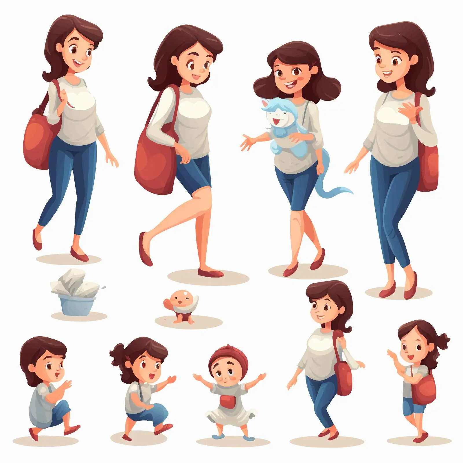 Mother's Daily Activities Vector Illustration — free download from Dotvec