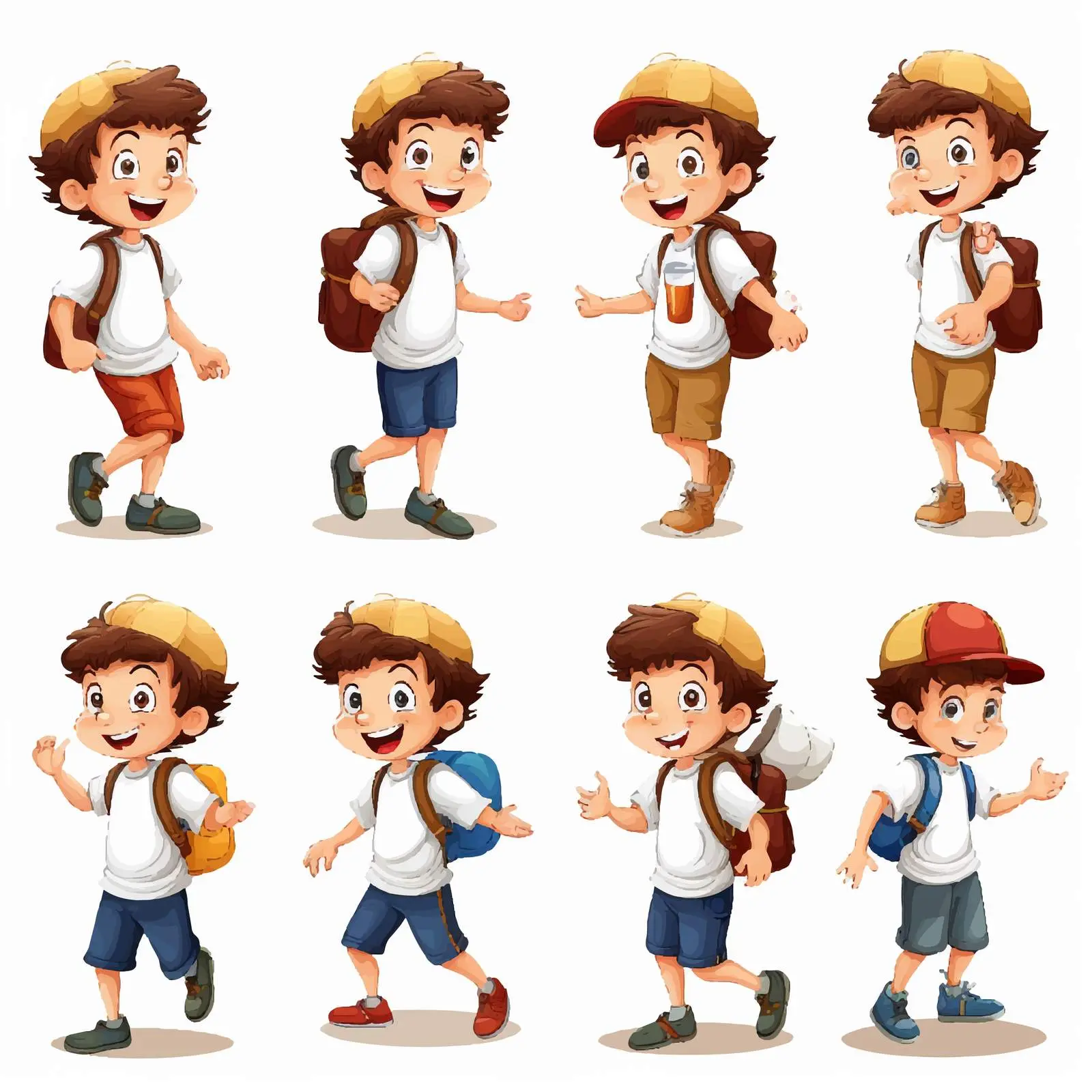 Young Boy Engaging in Various Activities Illustration — free download from Dotvec