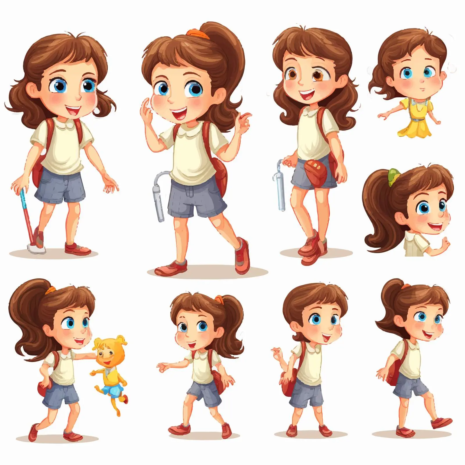 Young Girl Activities Vector Illustration — free download from Dotvec