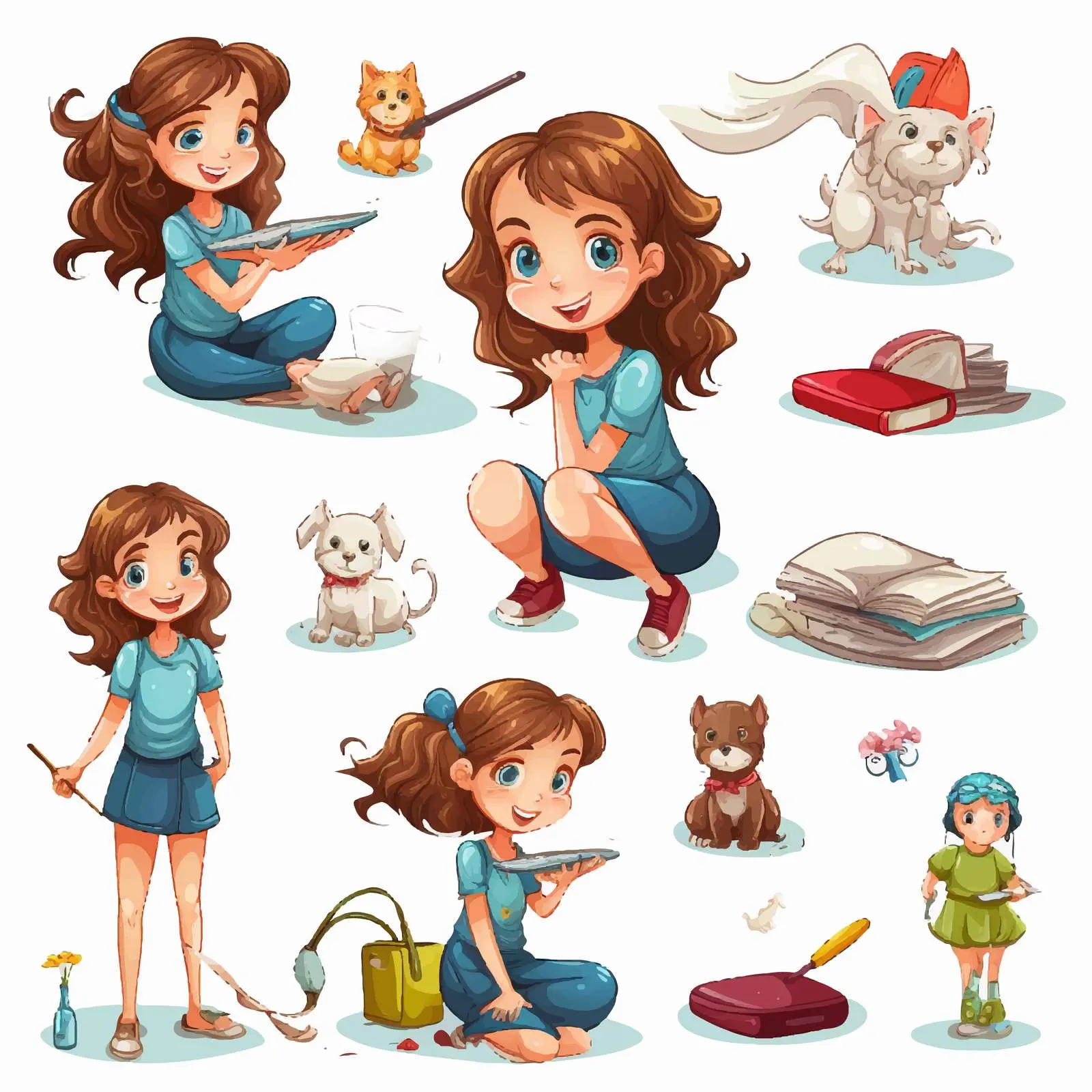 Young Girl Engaged in Various Fun Activities — free download from Dotvec