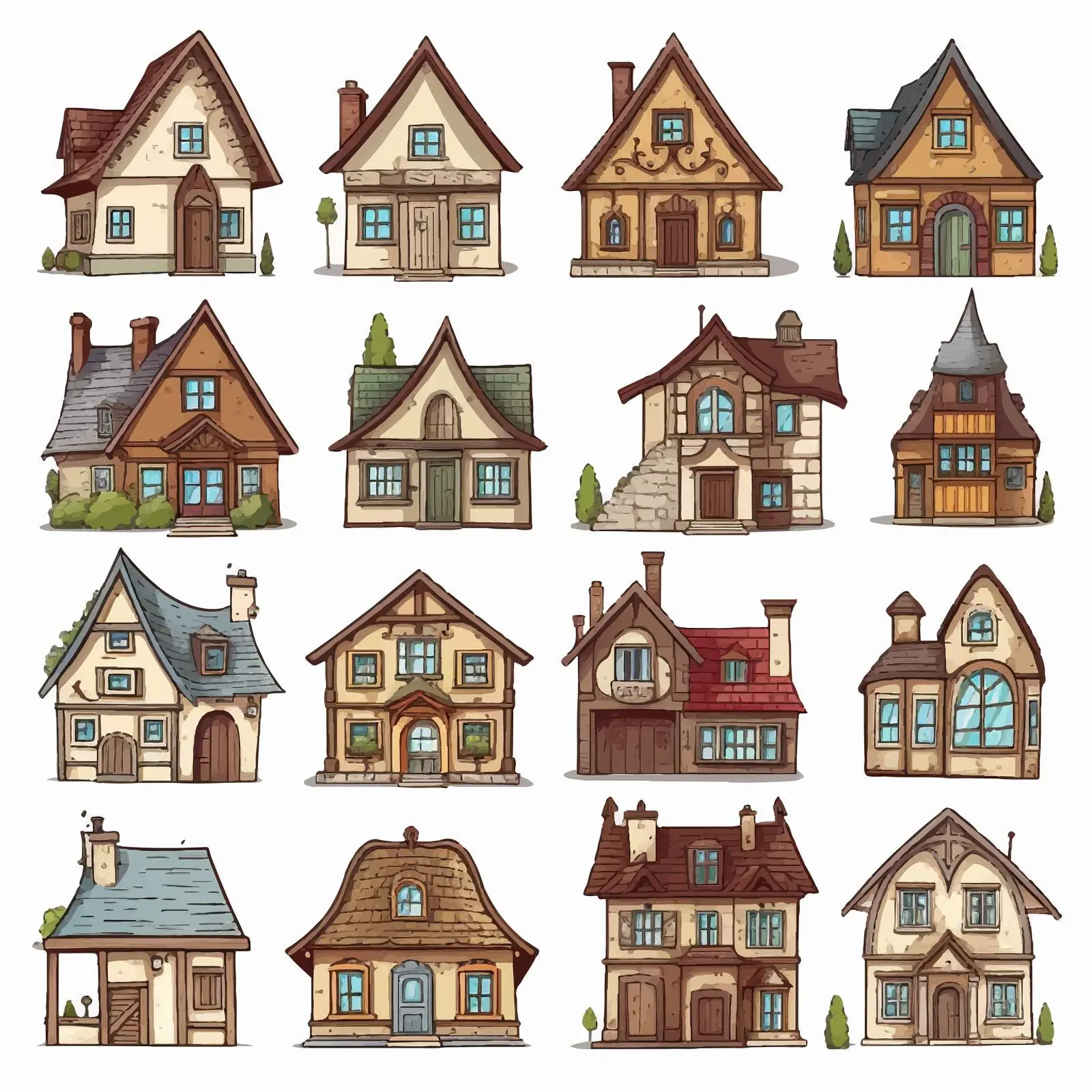 Diverse House Illustrations on White Background — free download from Dotvec