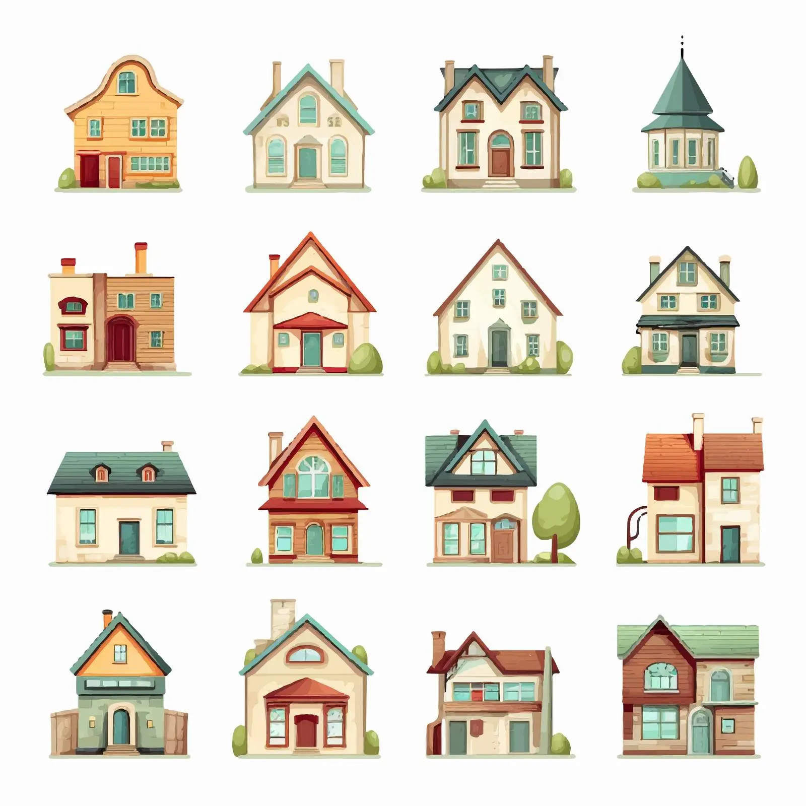 Variety of House Illustrations on White Background — free download from Dotvec