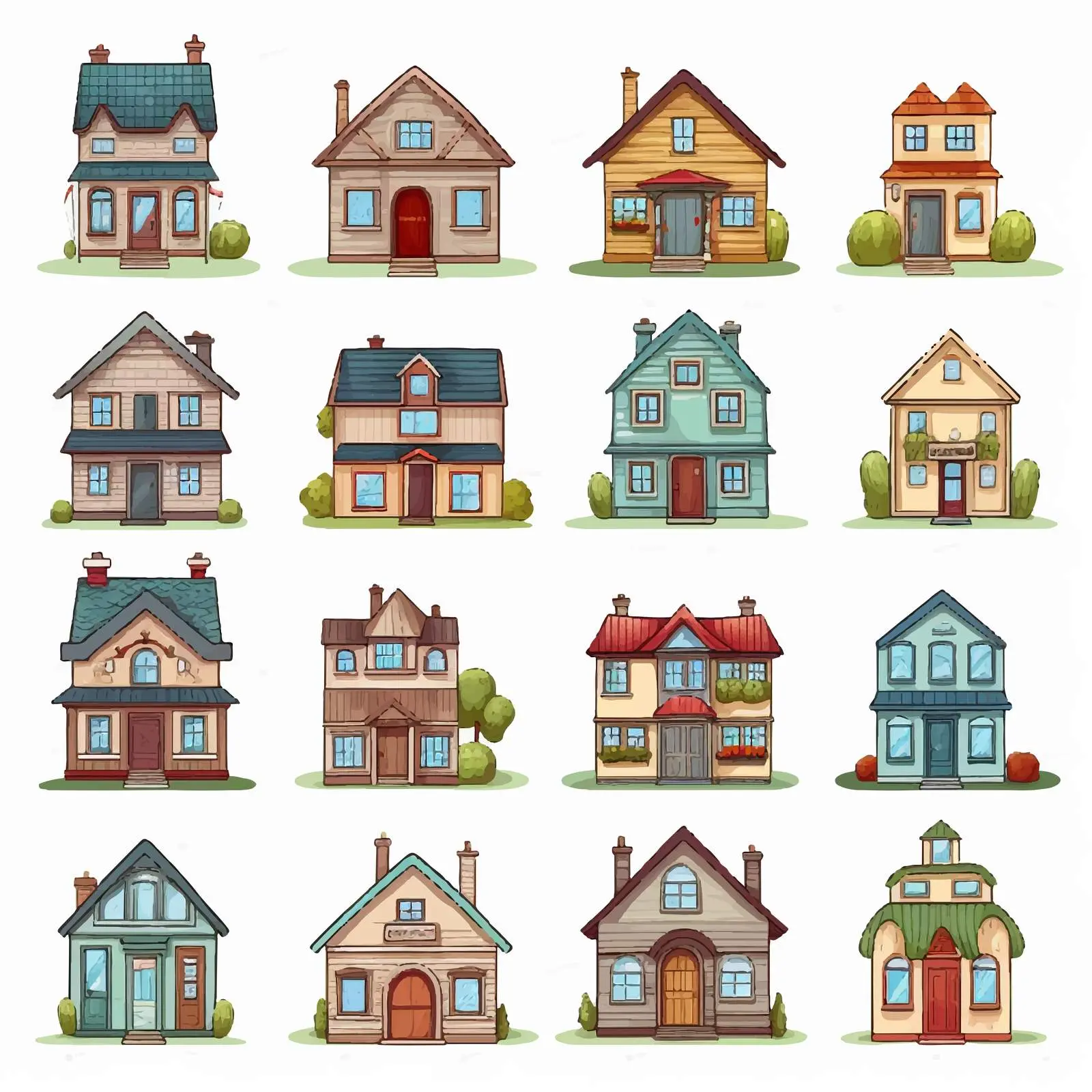 Different House Illustrations on White Background — free download from Dotvec