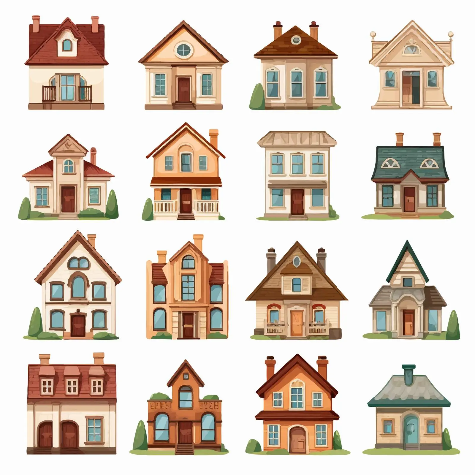 Different House Illustrations on White Background — free download from Dotvec