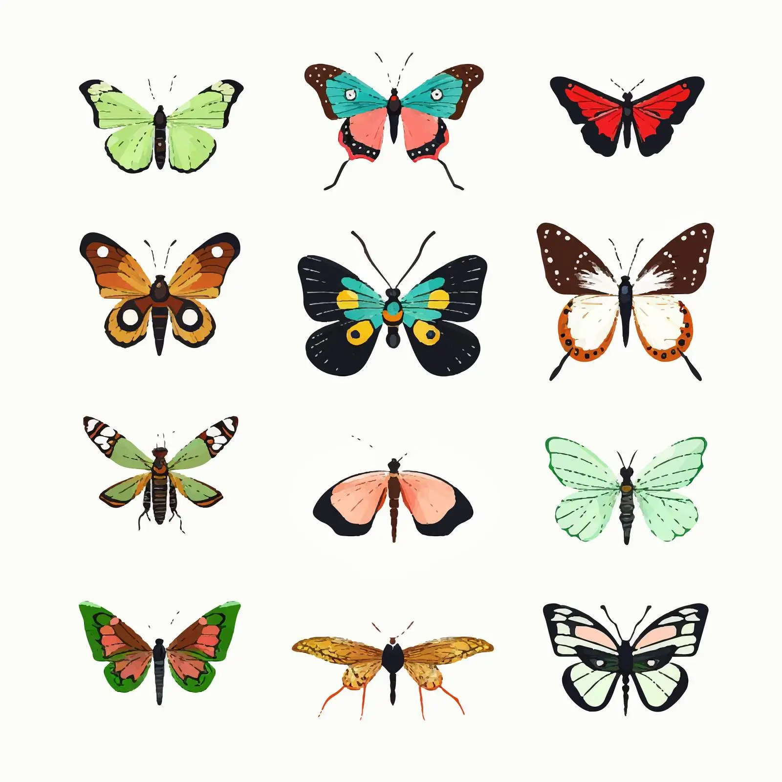 Diverse Insect Vector Illustrations on White Background — free download from Dotvec
