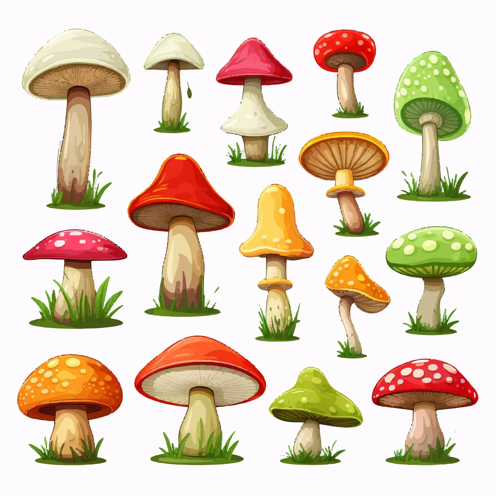 Variety of Mushroom Illustrations on White Background — free download from Dotvec