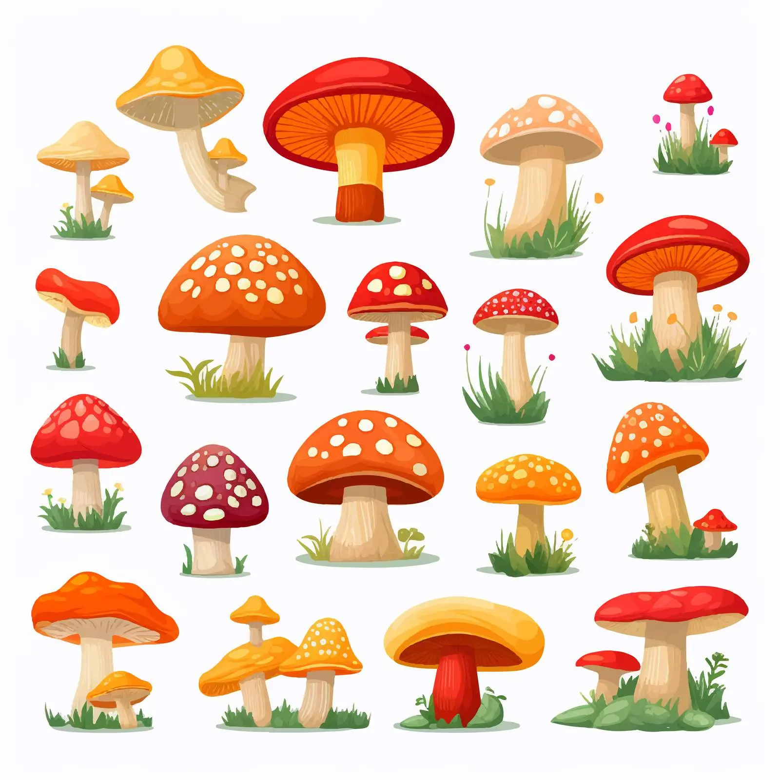 Variety of Mushrooms Illustrated on White Background — free download from Dotvec