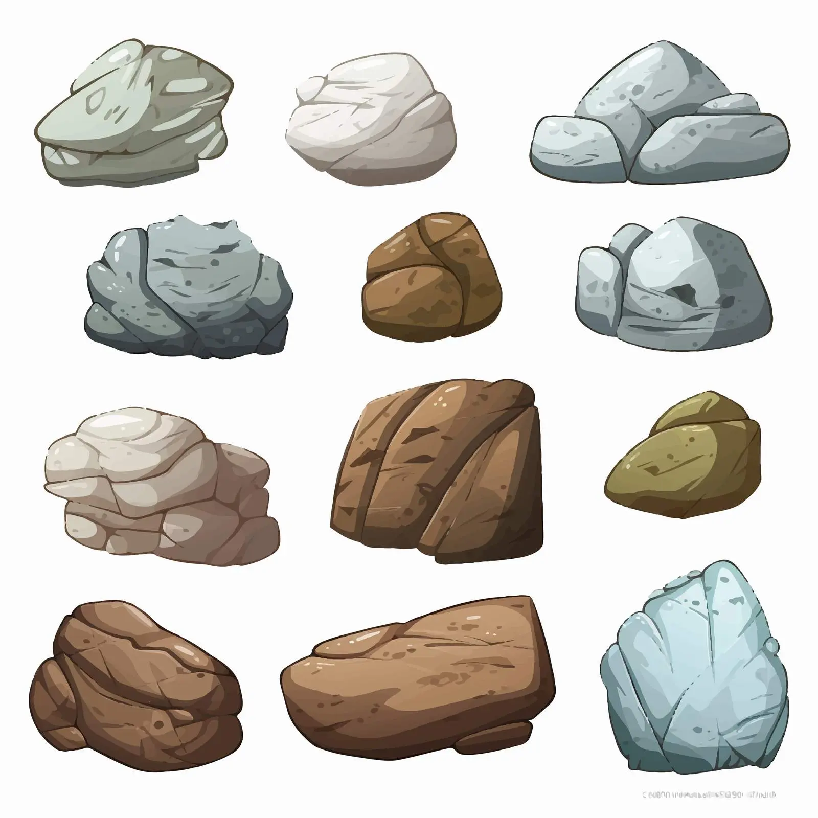 Different Types of Rocks Illustration – free colorful rocks image from Dotvec