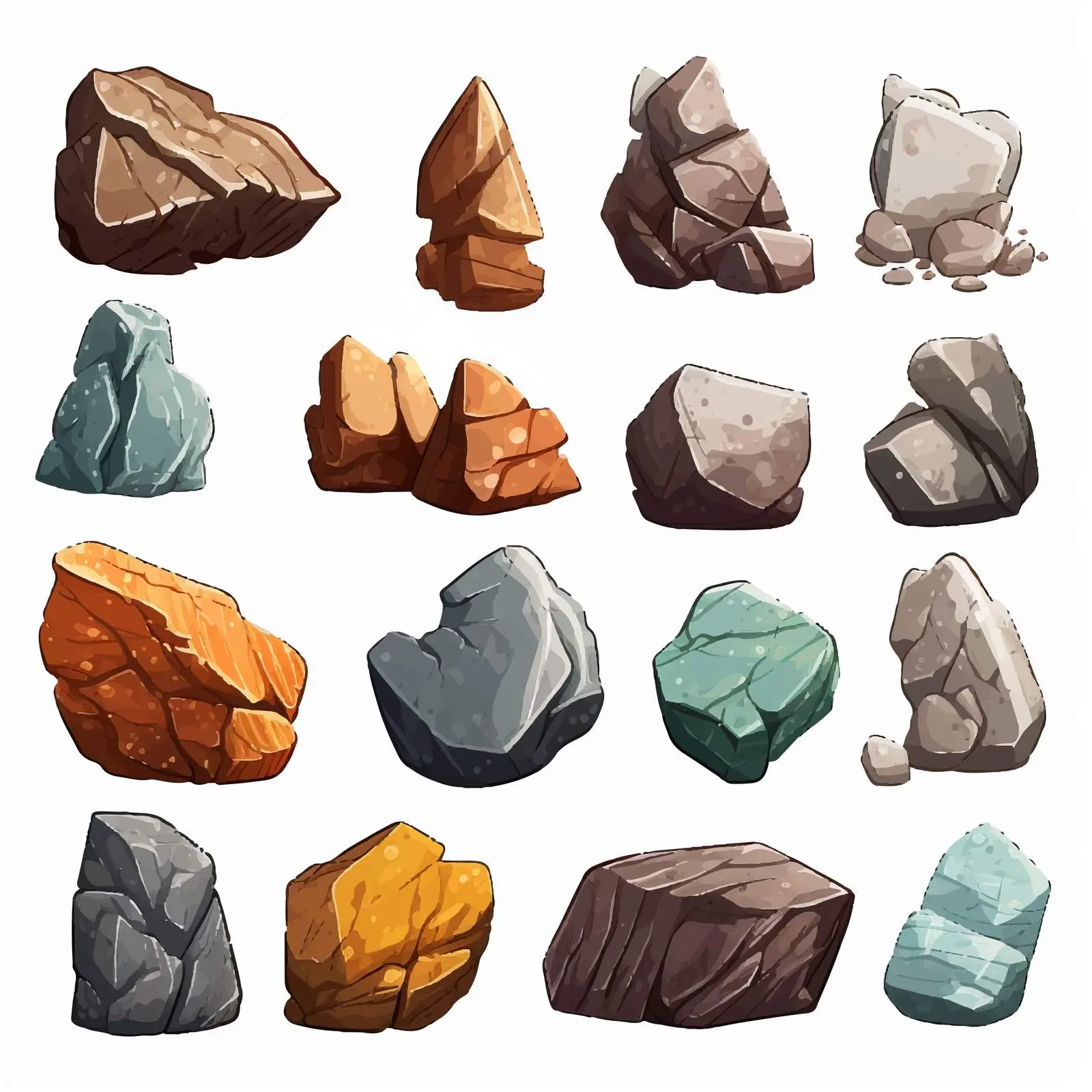 Different Types of Rocks Illustration on White Background — free download from Dotvec