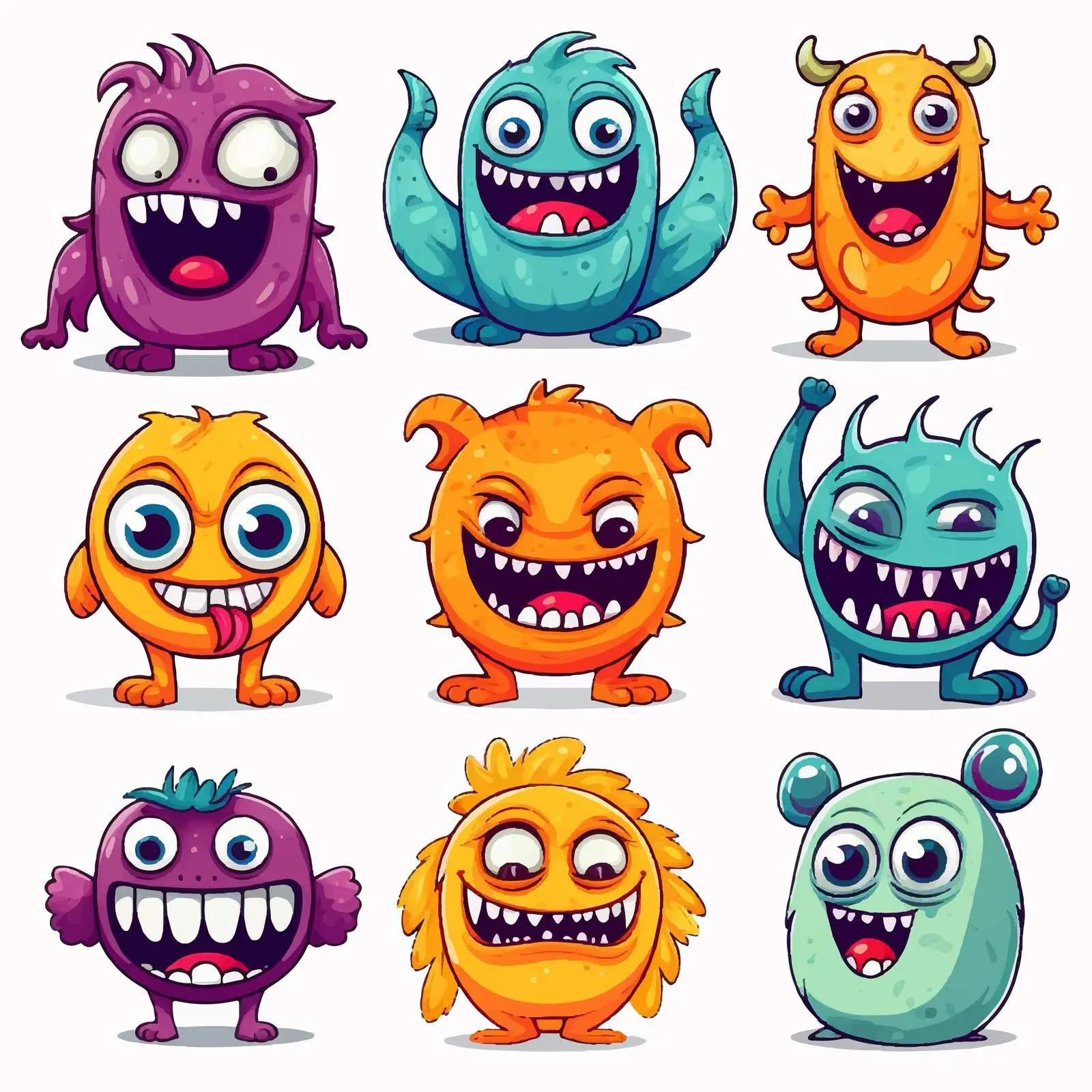 Different Scary Monsters Illustration on White Background — free download from Dotvec