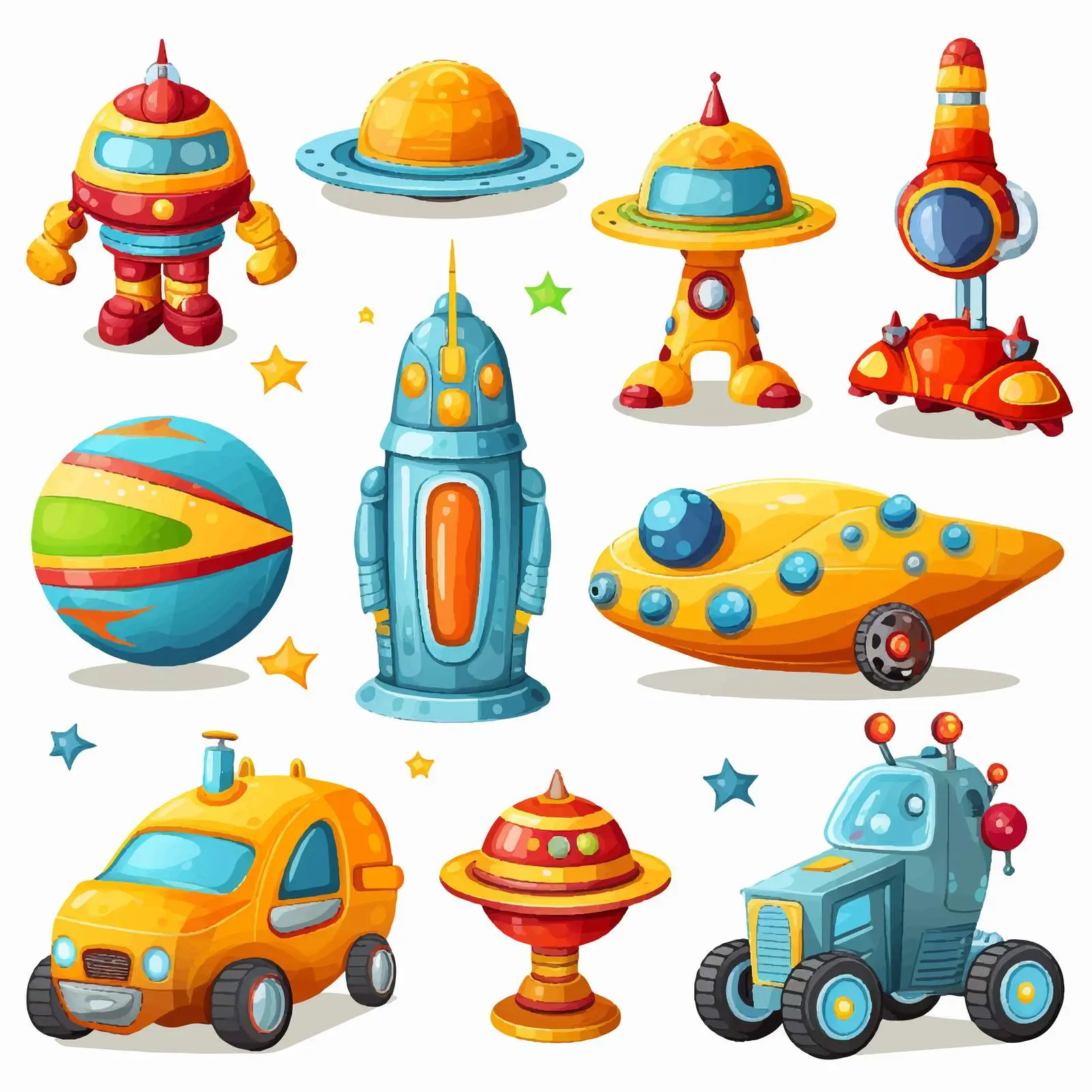 Colorful Toy Collection on White Background — free download from Dotvec