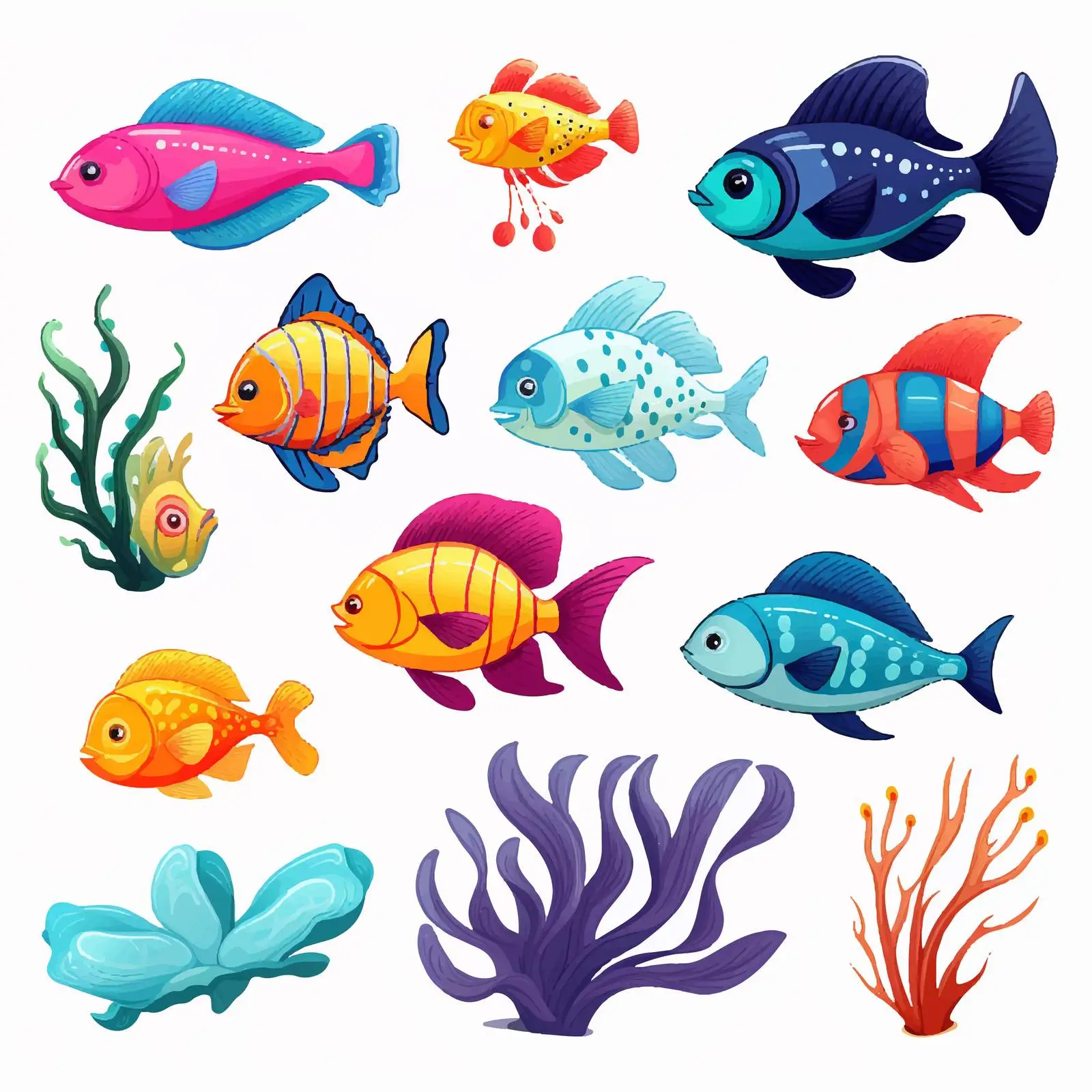 Underwater Creatures Vector Illustration — free download from Dotvec