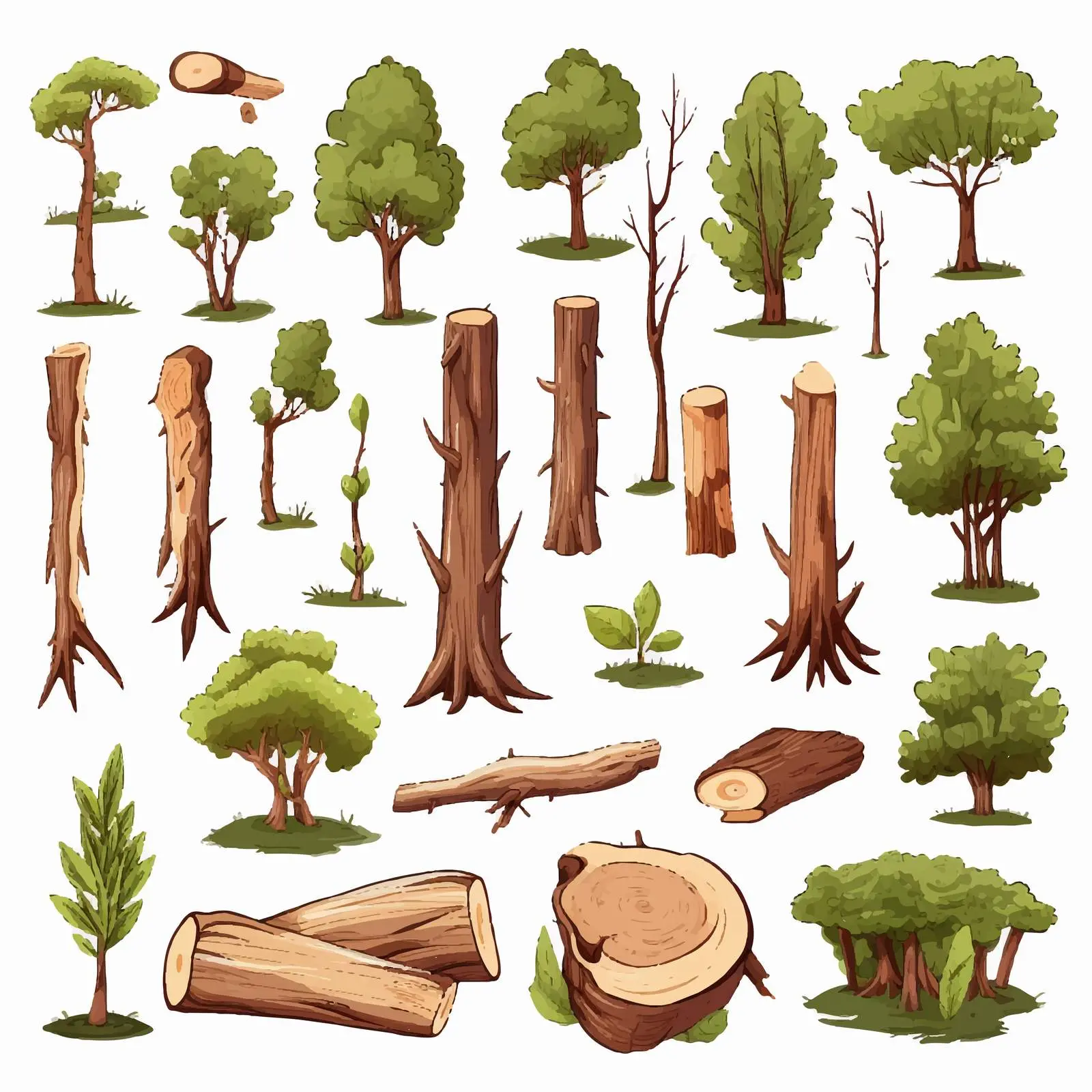 Uses of Wood Illustration on White Background — free download from Dotvec