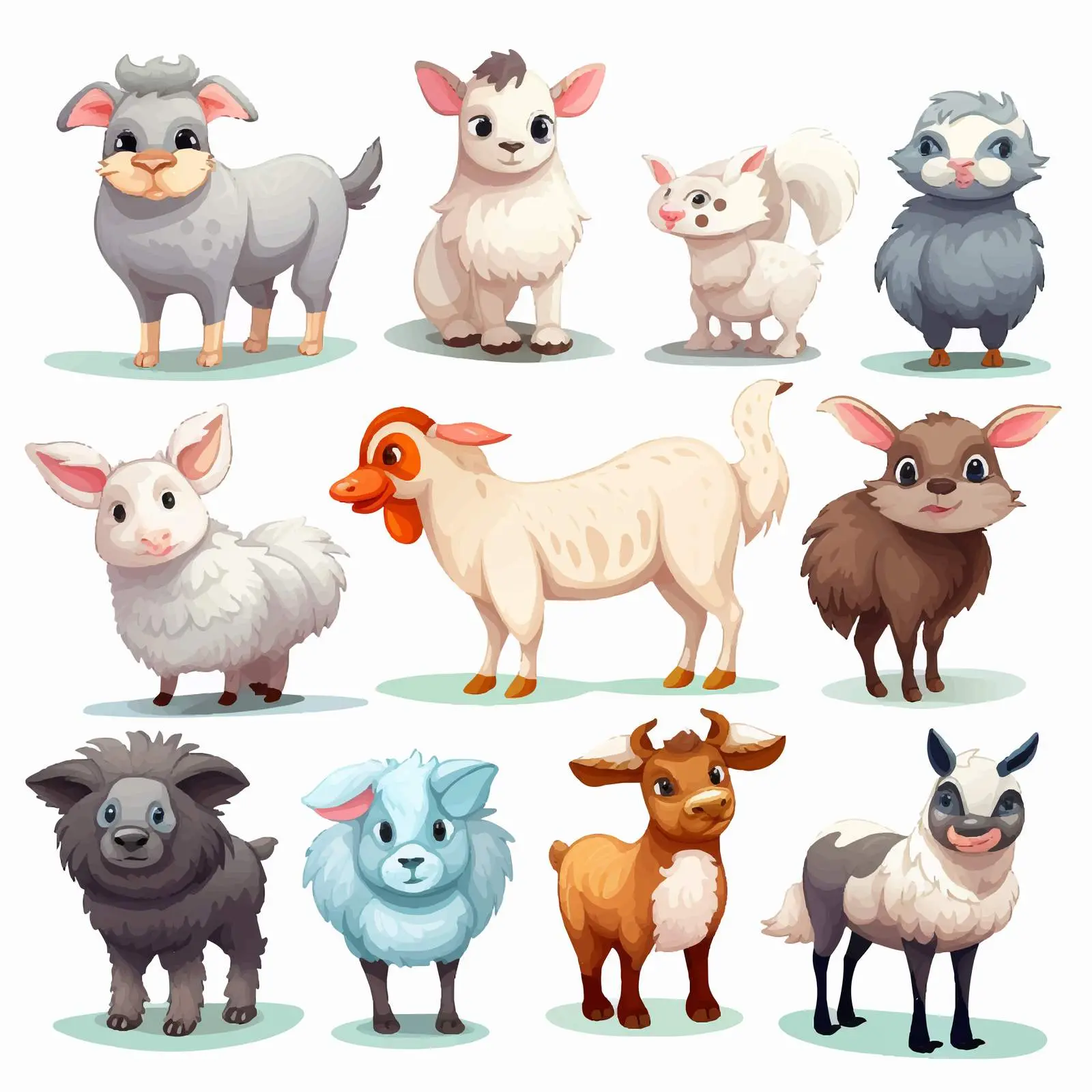 Farm Animals Illustration on White Background – free animal symbols image from Dotvec