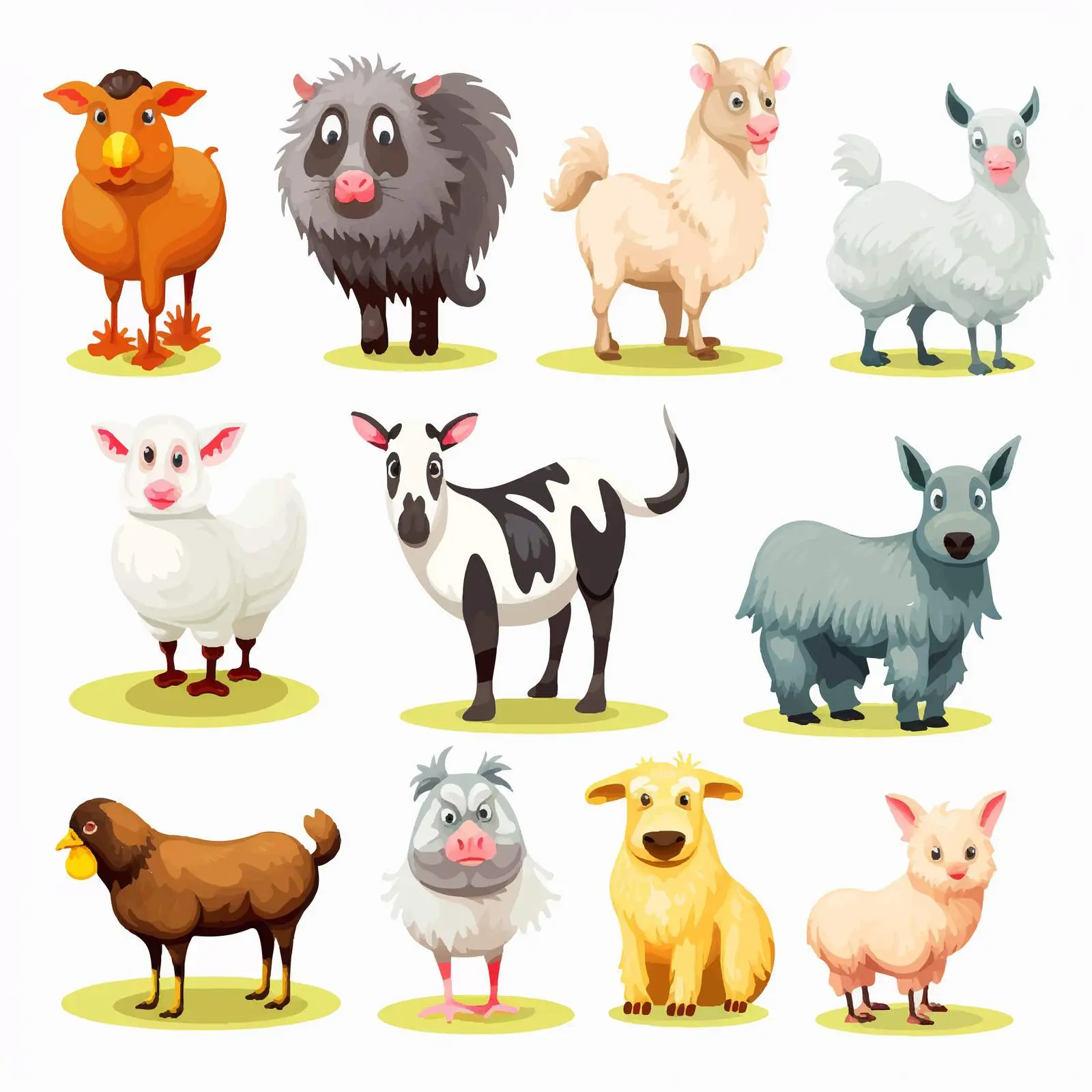 Farm Animals Illustration on White Background — free download from Dotvec