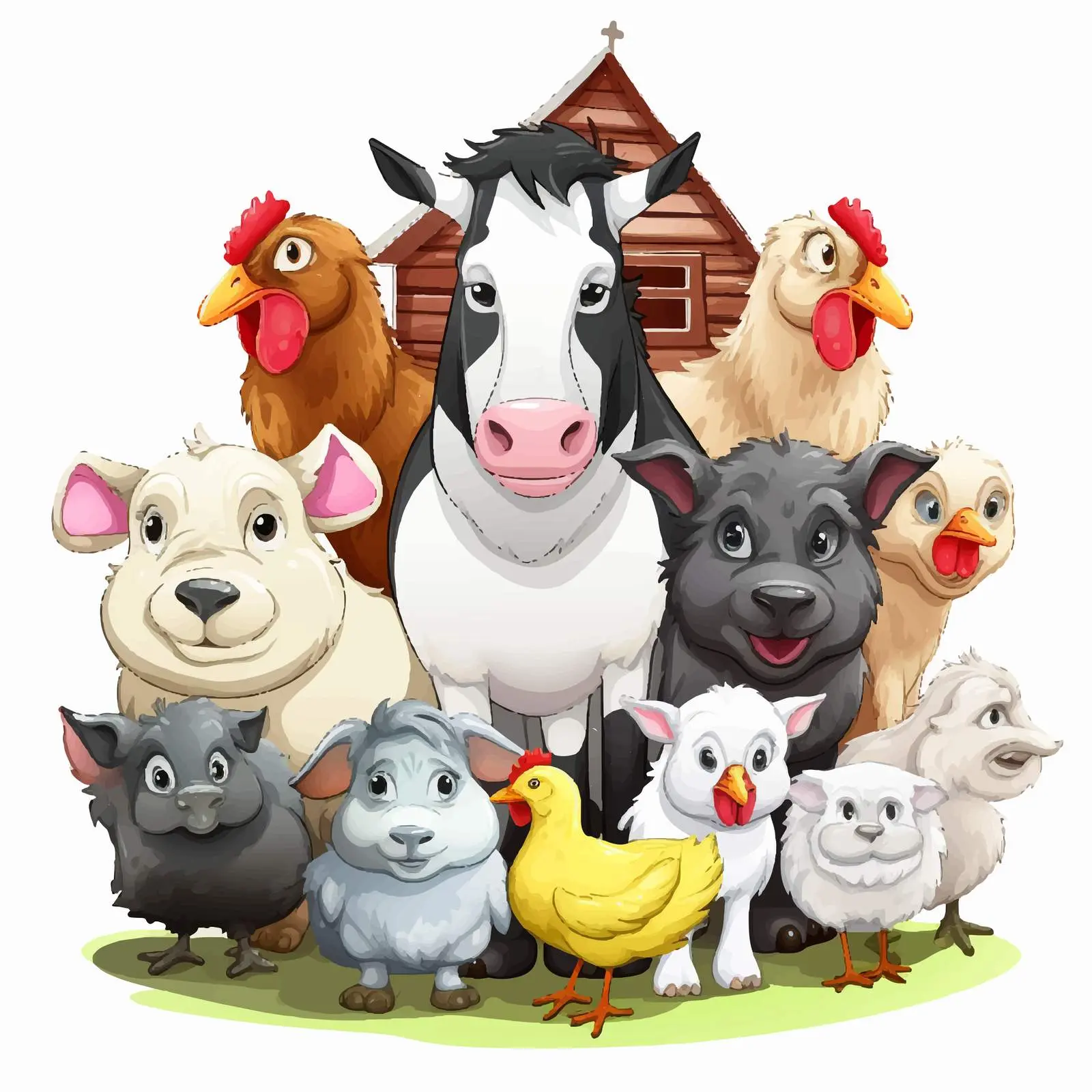 Farm Animals Illustration on White Background — free download from Dotvec