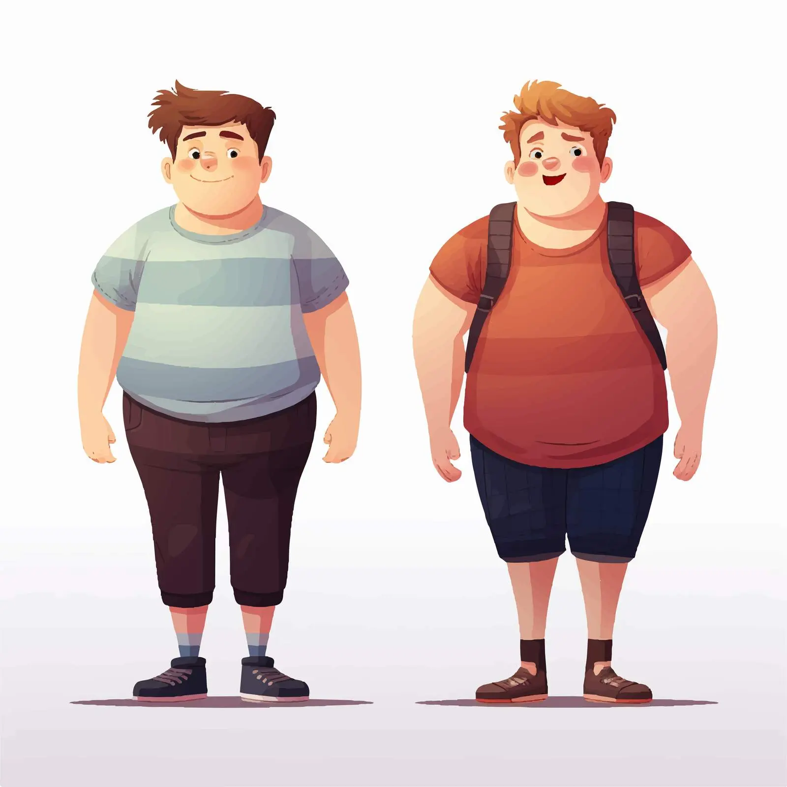 Fat and Skinny People Illustration on White Background – free human figures image from Dotvec