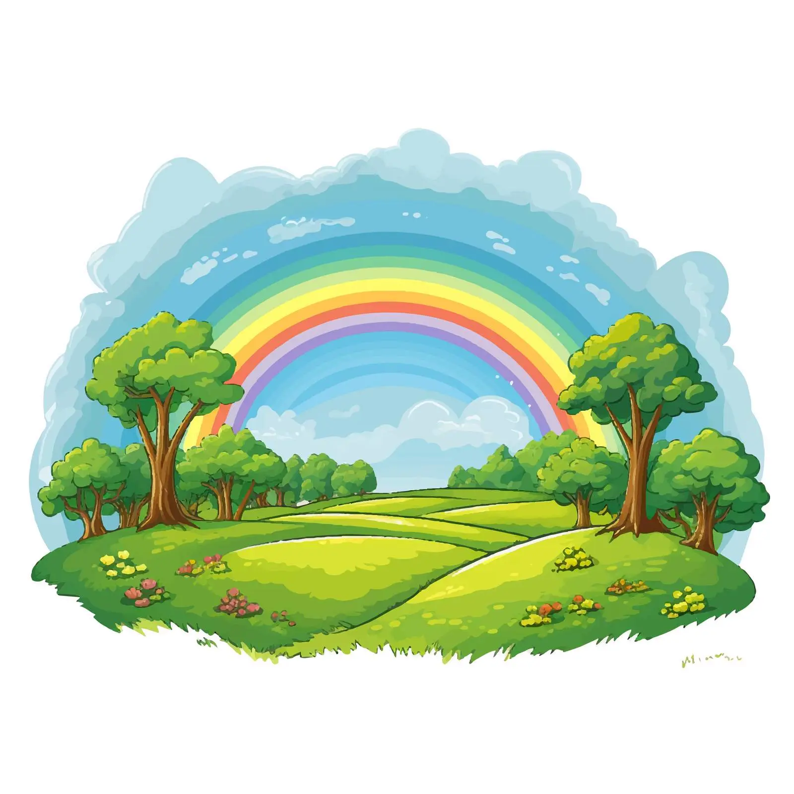 Colorful Field with Rainbow Vector Illustration — free download from Dotvec