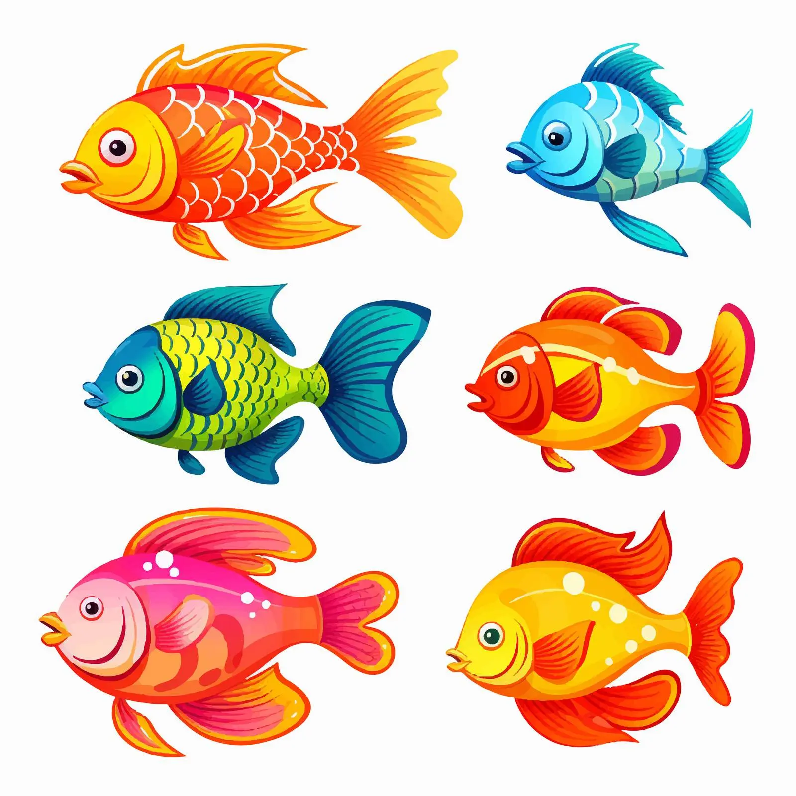 Colorful Fish Illustration on White Background — free download from Dotvec