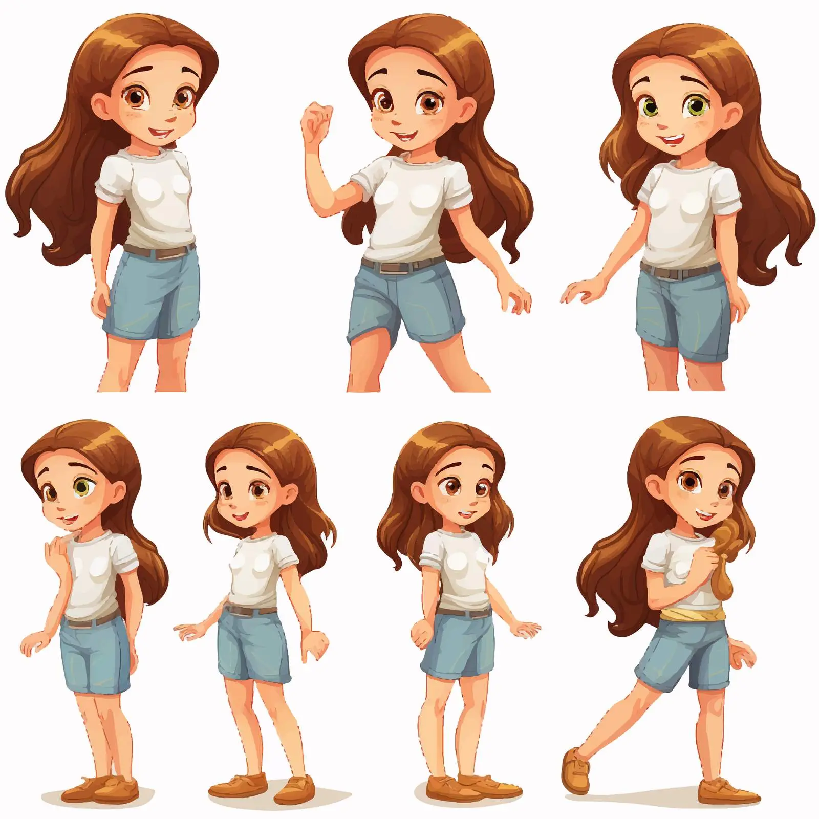 Five Poses of a Girl Vector Illustration – free teenage girl image from Dotvec