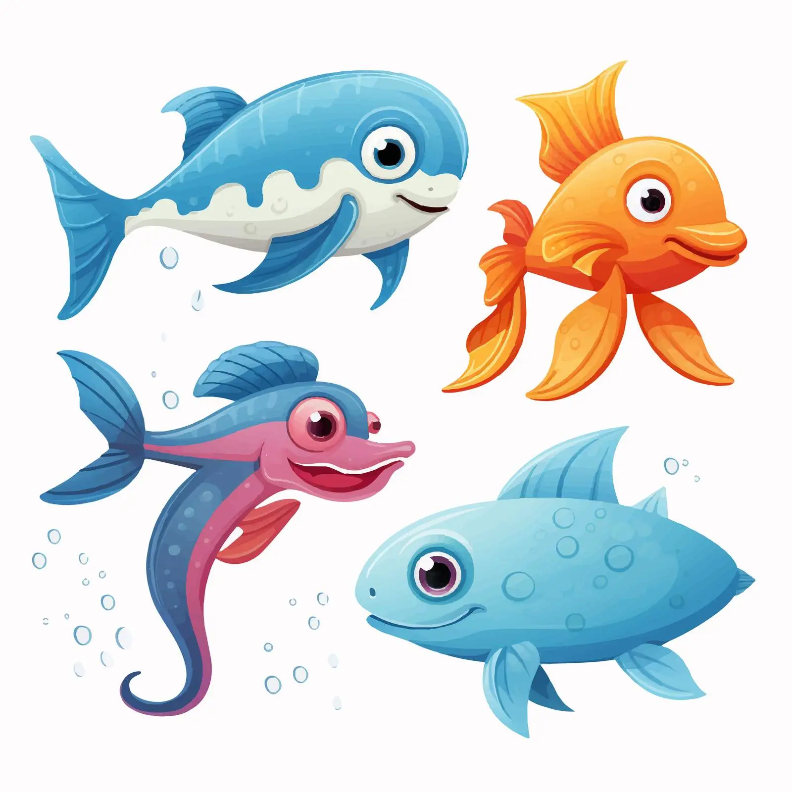 Five Sea Creatures Vector Illustration — free download from Dotvec