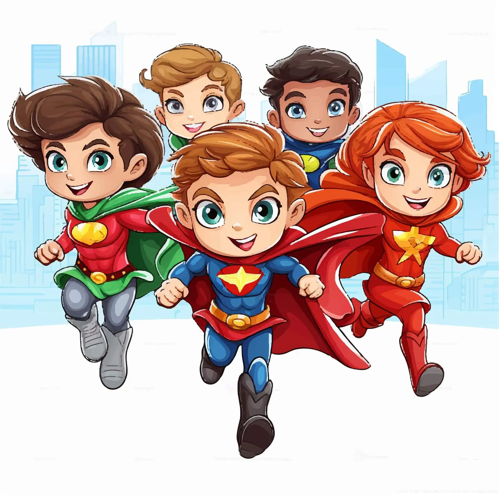 Five Superheroes Illustration on White Background – free superheroes image from Dotvec