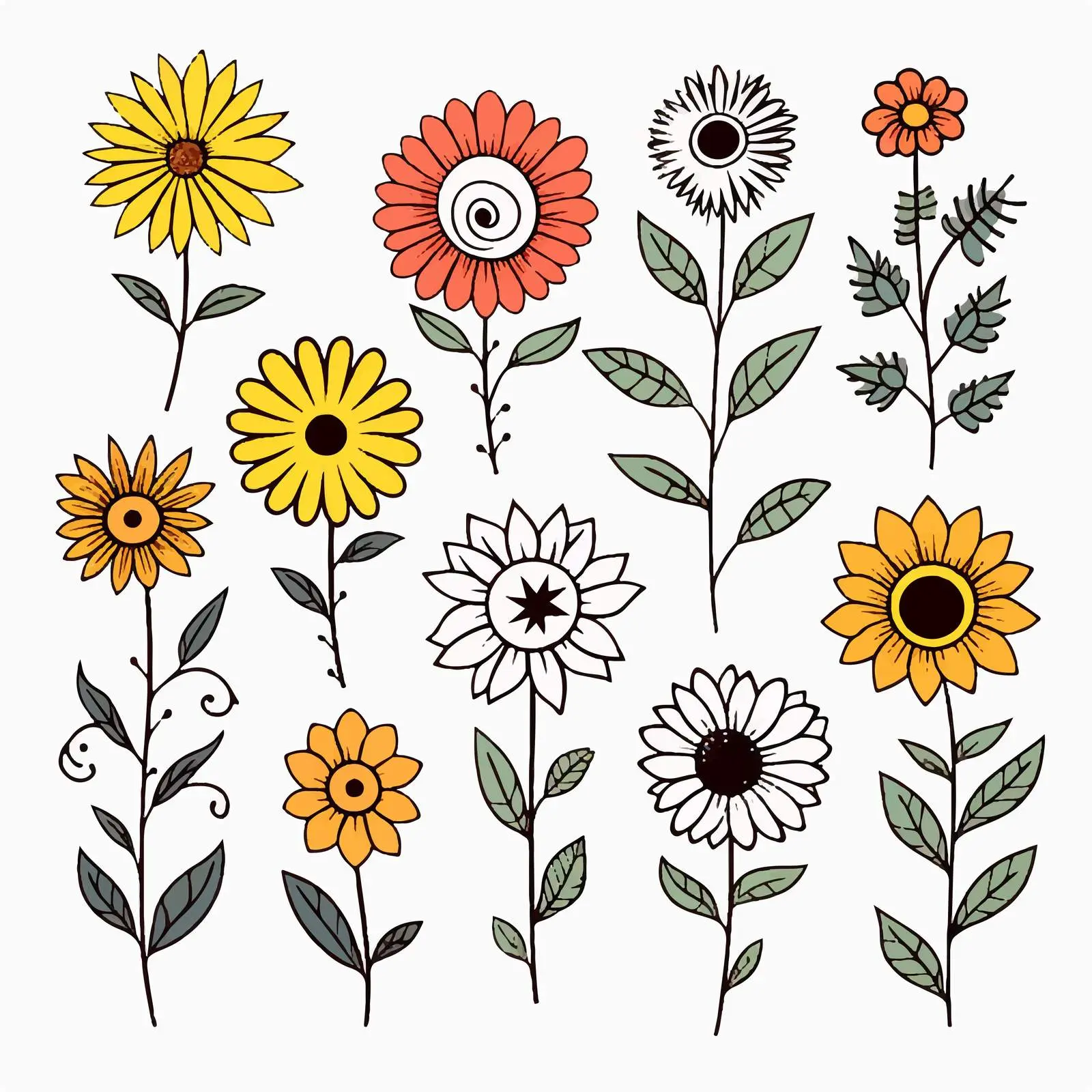 Doodle Flower Illustration on White Background — free download from Dotvec