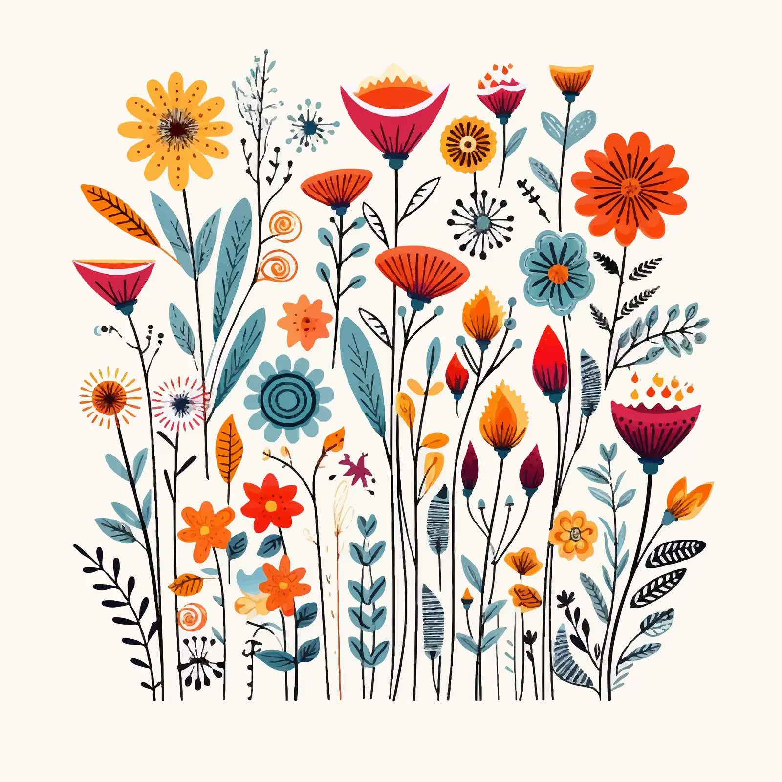 Doodle Flower Illustration on White Background — free download from Dotvec