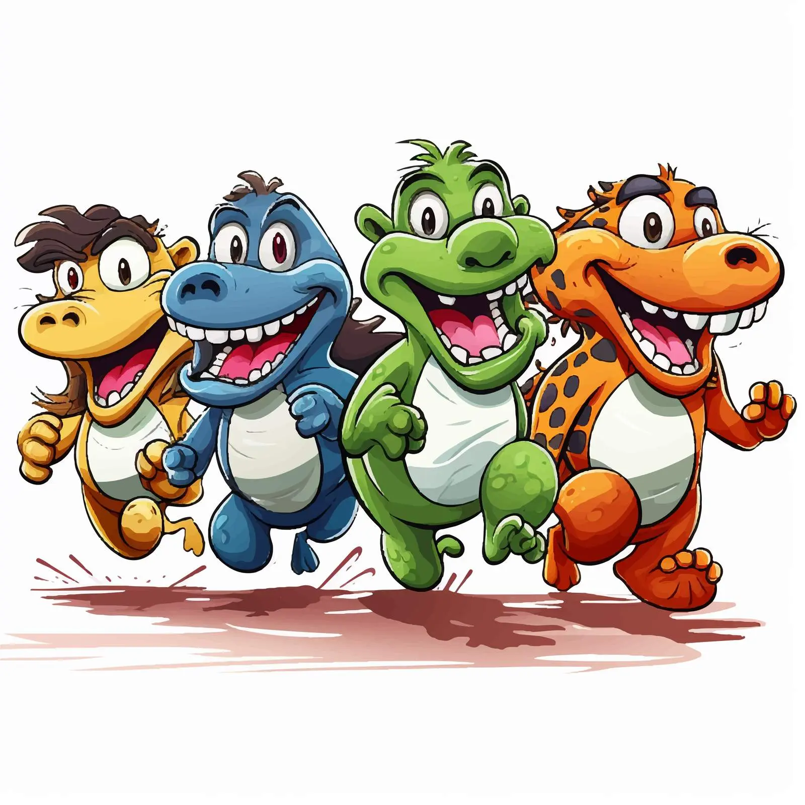 Four Animals Racing Vector Illustration — free download from Dotvec