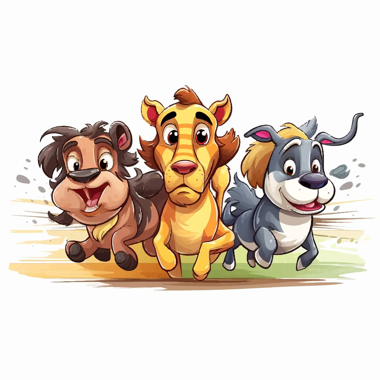Four Animals Racing Illustration Vector — free download from Dotvec