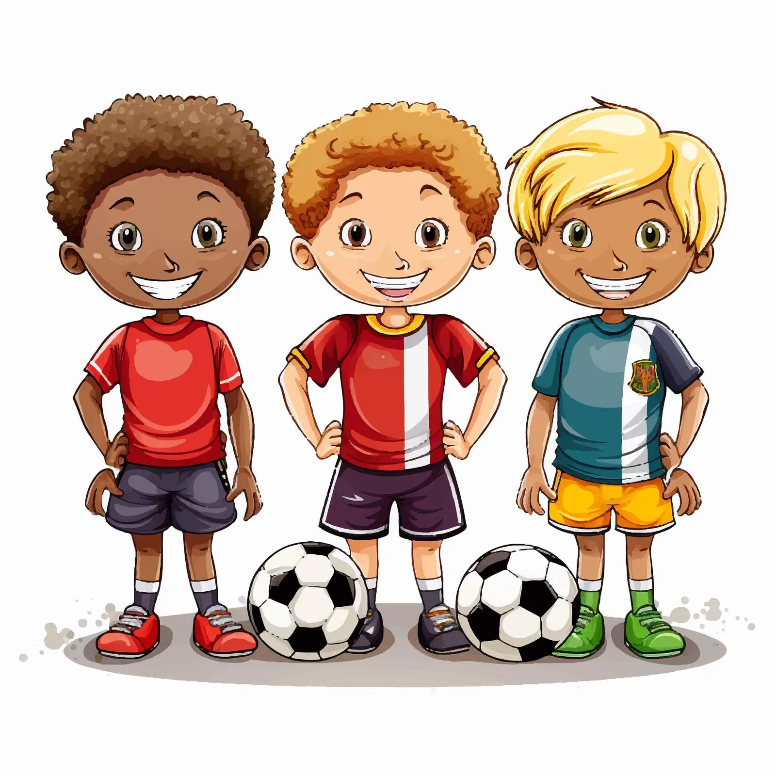 Four Football Players Vector Illustration — free download from Dotvec