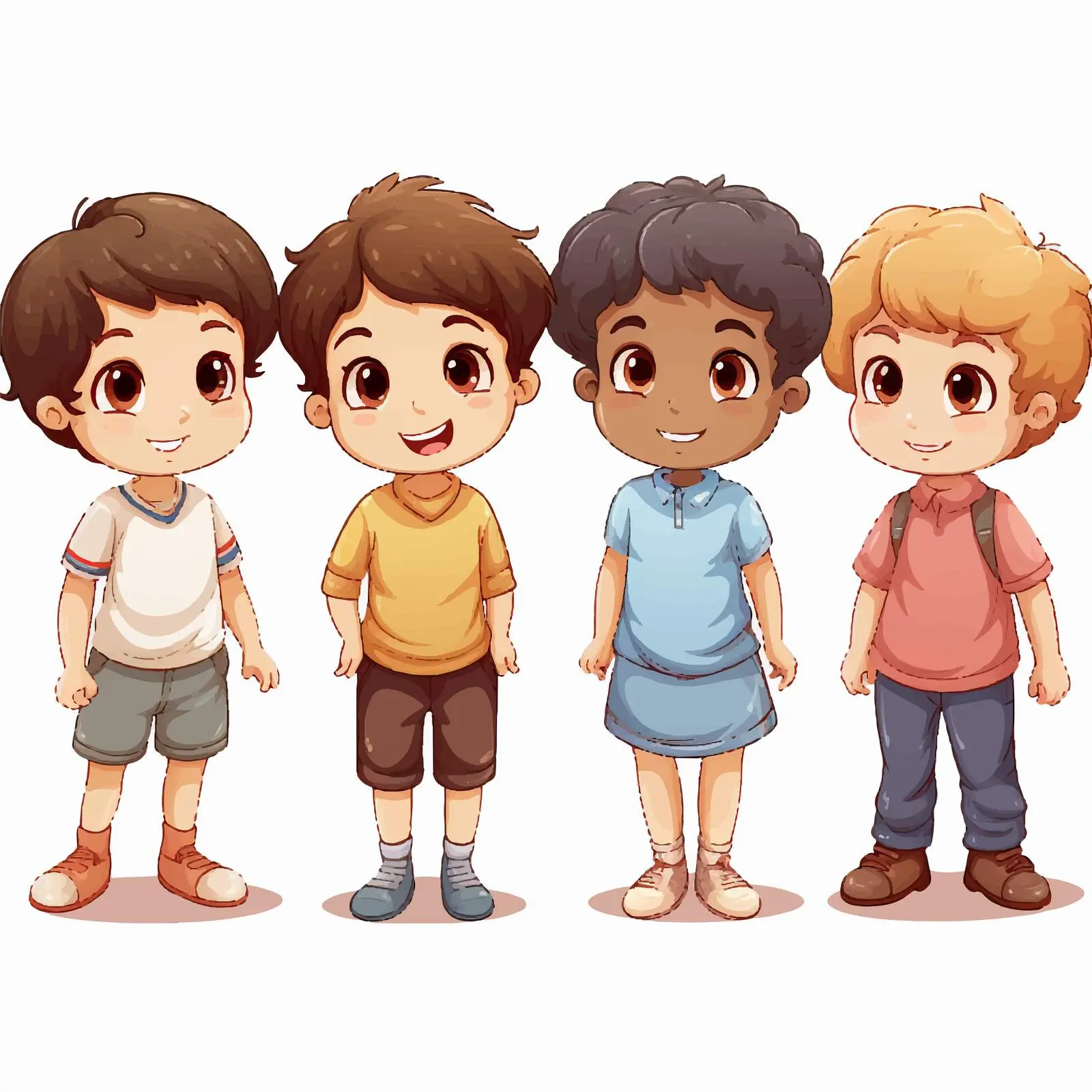 Four Kids Facing Each Other Illustration — free download from Dotvec
