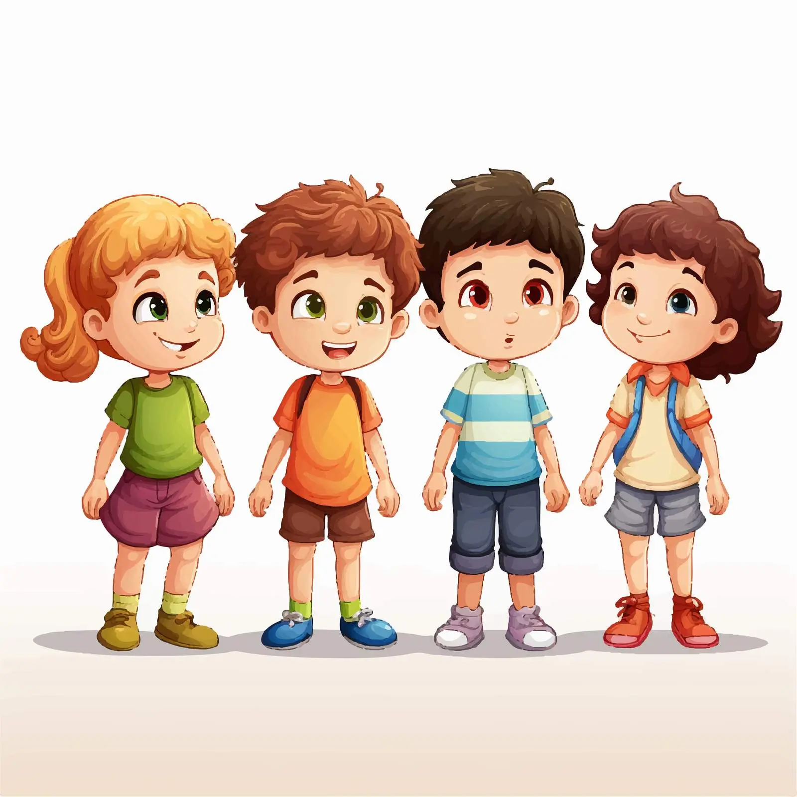 Four Kids Facing Each Other Vector Illustration — free download from Dotvec