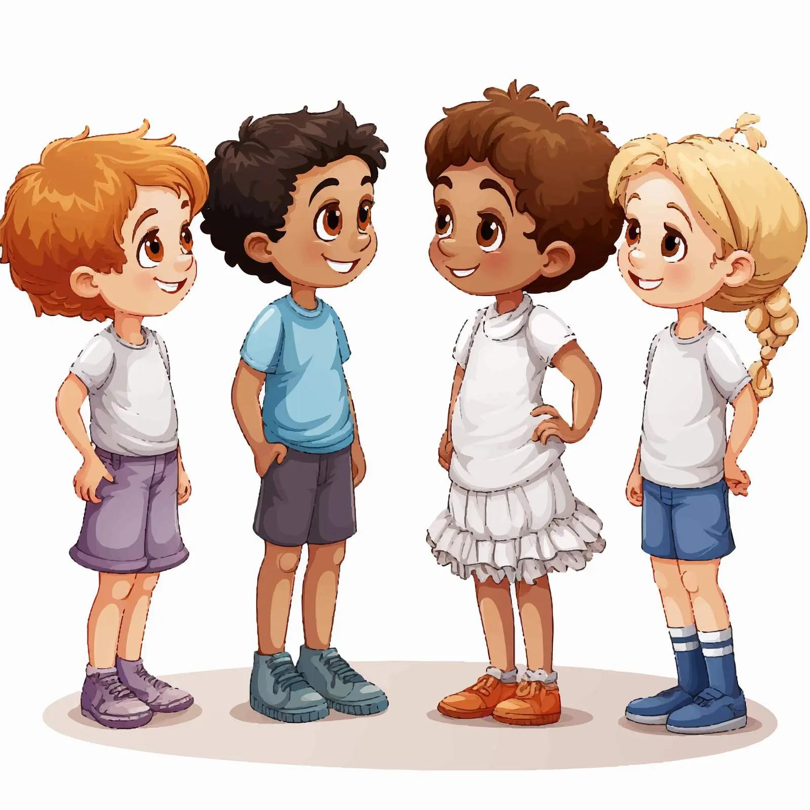 Kids Facing Each Other Illustration on White Background — free download from Dotvec